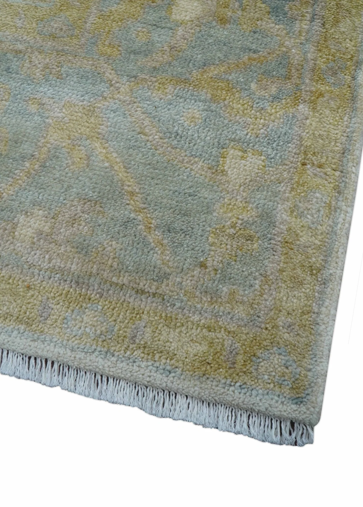 Hand Knotted Traditional Oushak Design Beige And Gray 6x9 Wool Area Rug - Image 5