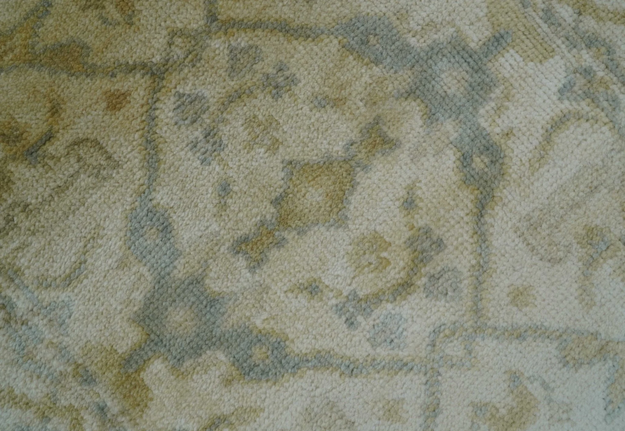 Runner Hand Knotted Traditional Oushak Design Beige 3x10 Wool Rug - Image 6