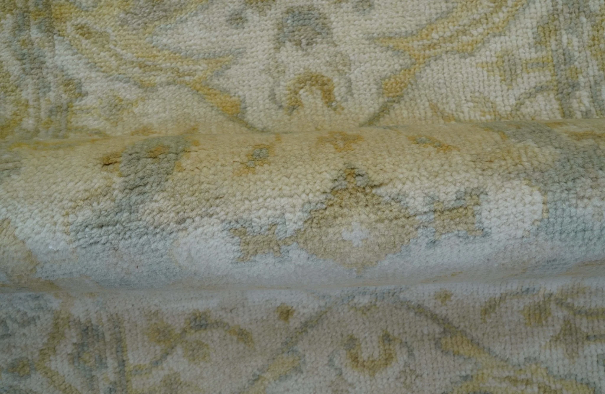 Runner Hand Knotted Traditional Oushak Design Beige 3x10 Wool Rug - Image 7