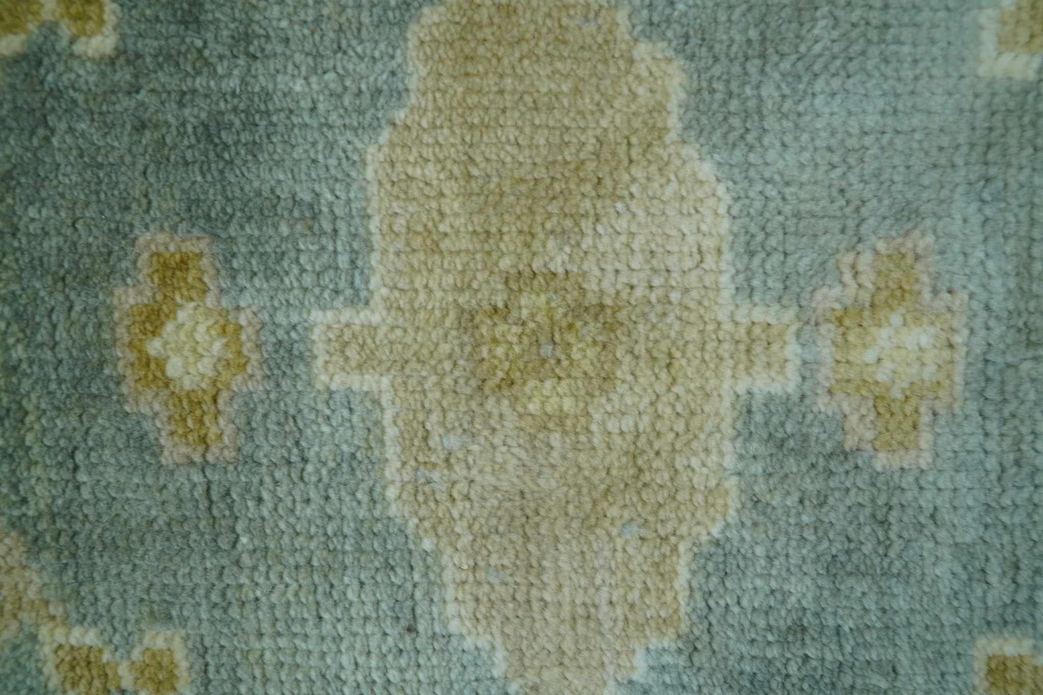 Hand Knotted Traditional Oushak Design Blue And Beige 8x10 Wool Area Rug - Image 5