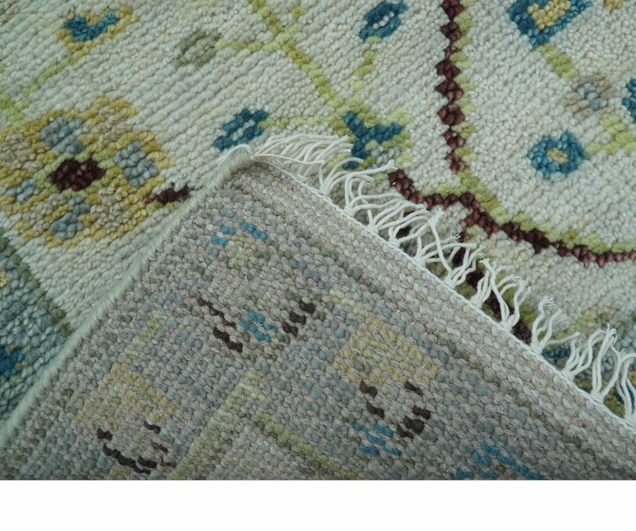 Hand knotted Traditional Oushak Design Blue And Ivory 2x3 Wool Area Rug - Image 4