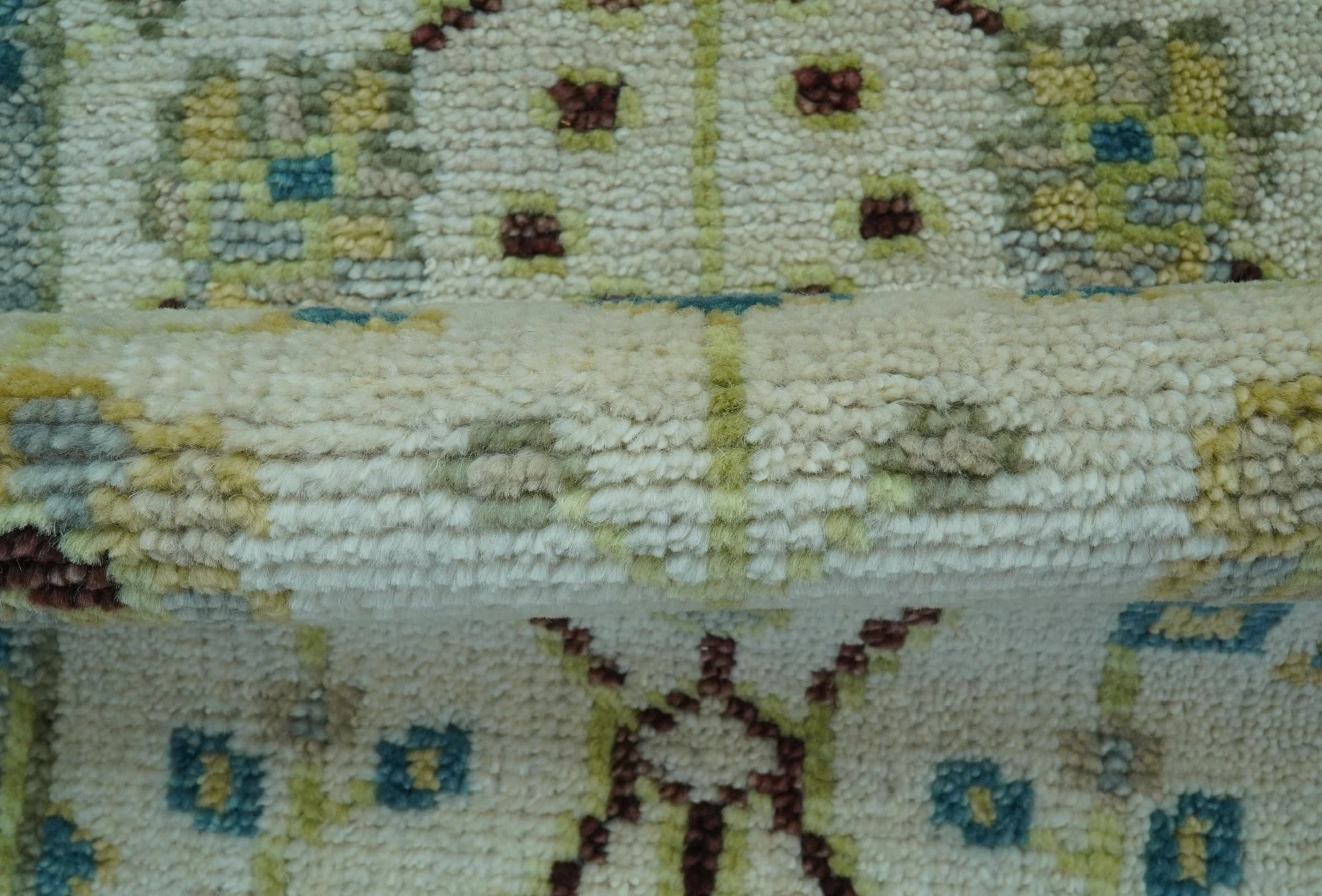 Hand knotted Traditional Oushak Design Blue And Ivory 2x3 Wool Area Rug - Image 5