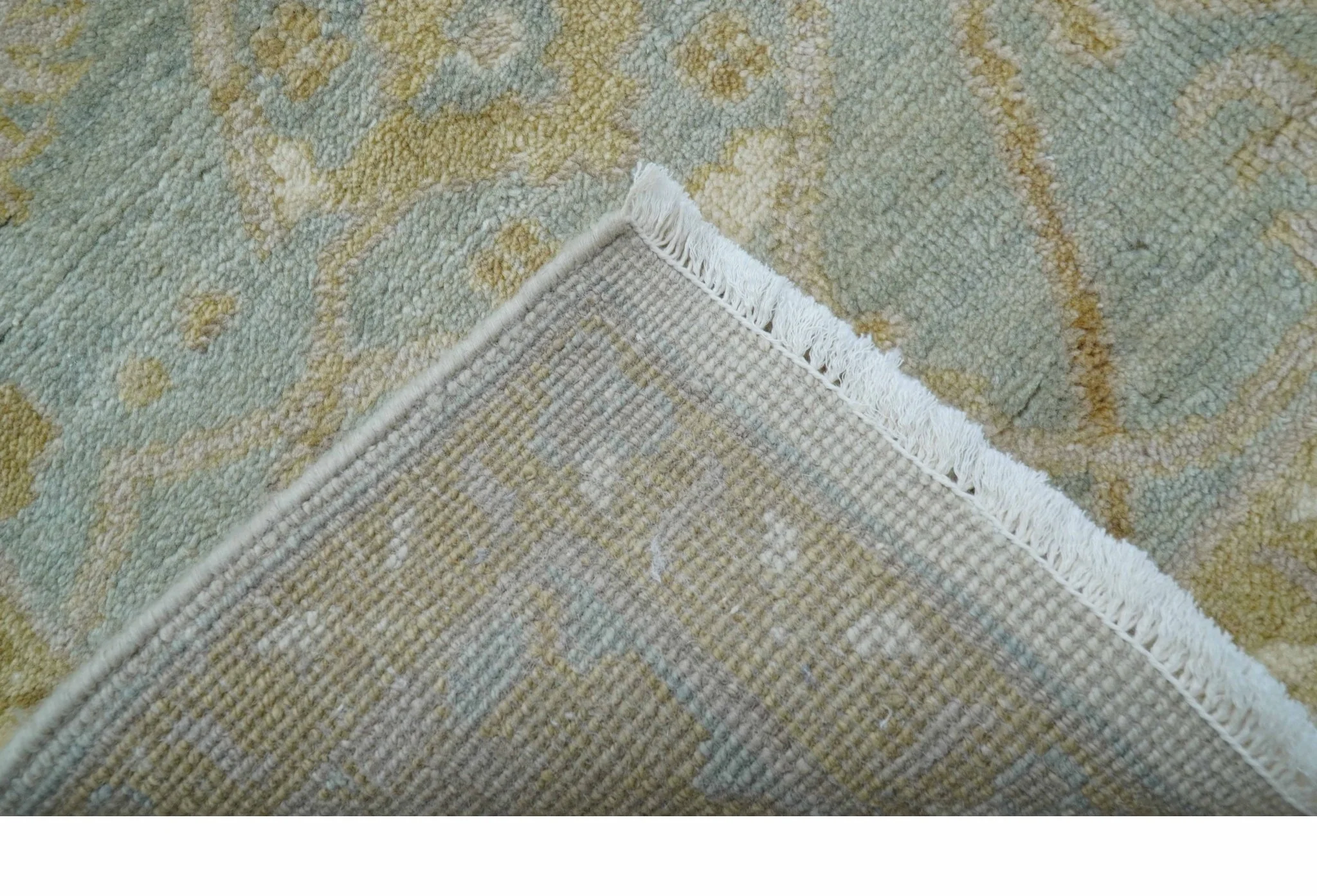 Hand Knotted Traditional Oushak Design Gray And Beige 8x10 Wool Rug - Image 4