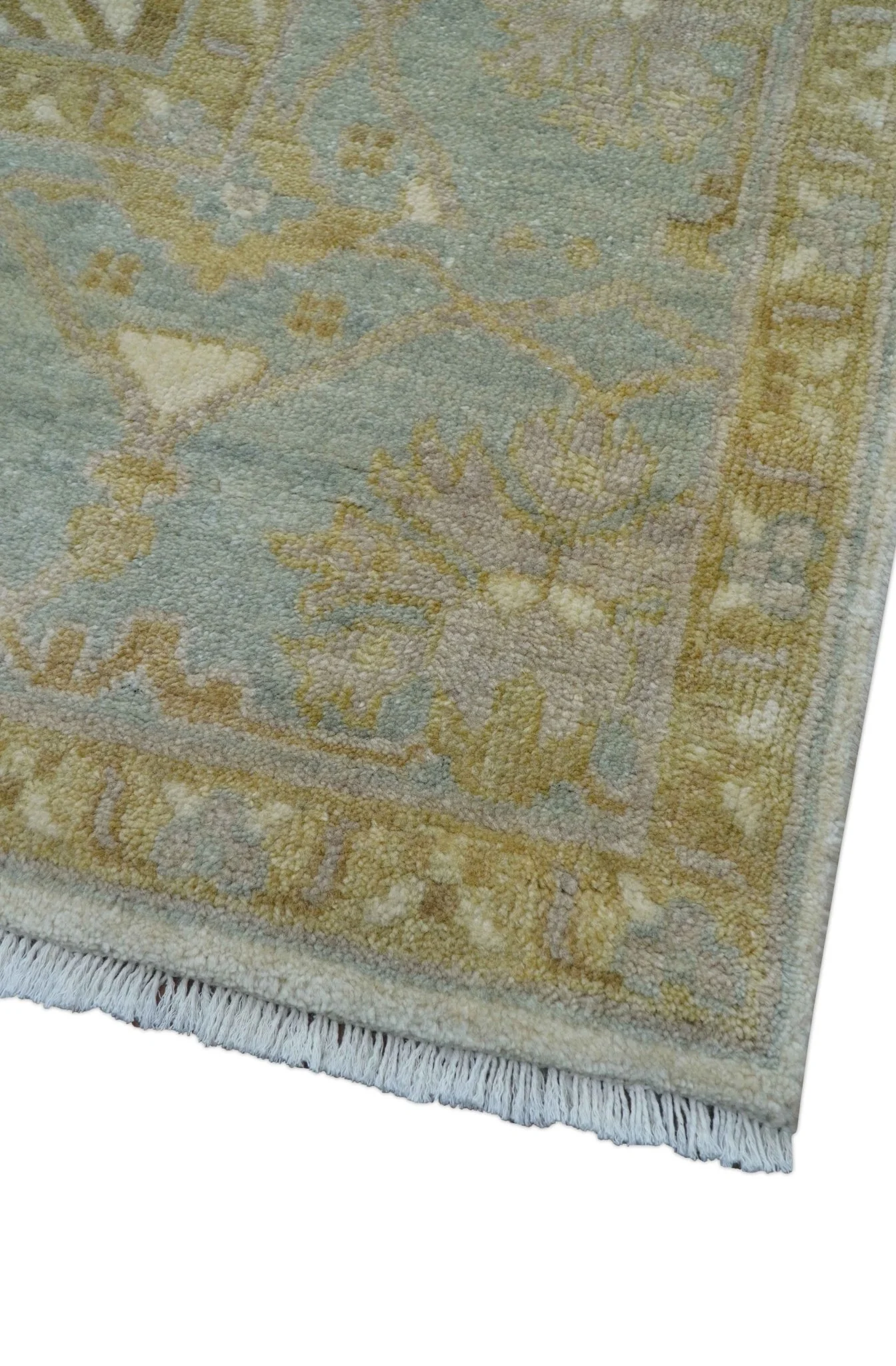Hand Knotted Traditional Oushak Design Gray And Beige 8x10 Wool Rug - Image 5