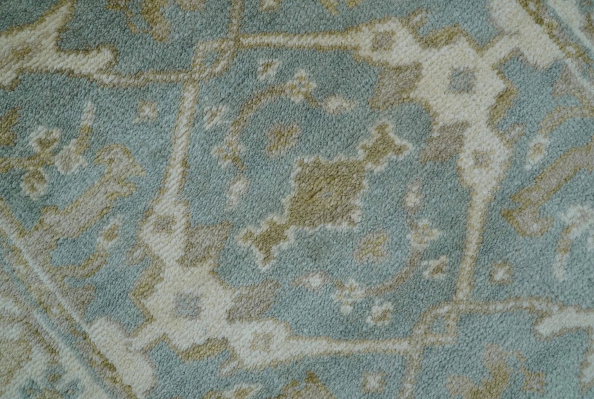 Hand Knotted Oushak Design Gray And Beige 2.8x8 Wool Rug - Image 6