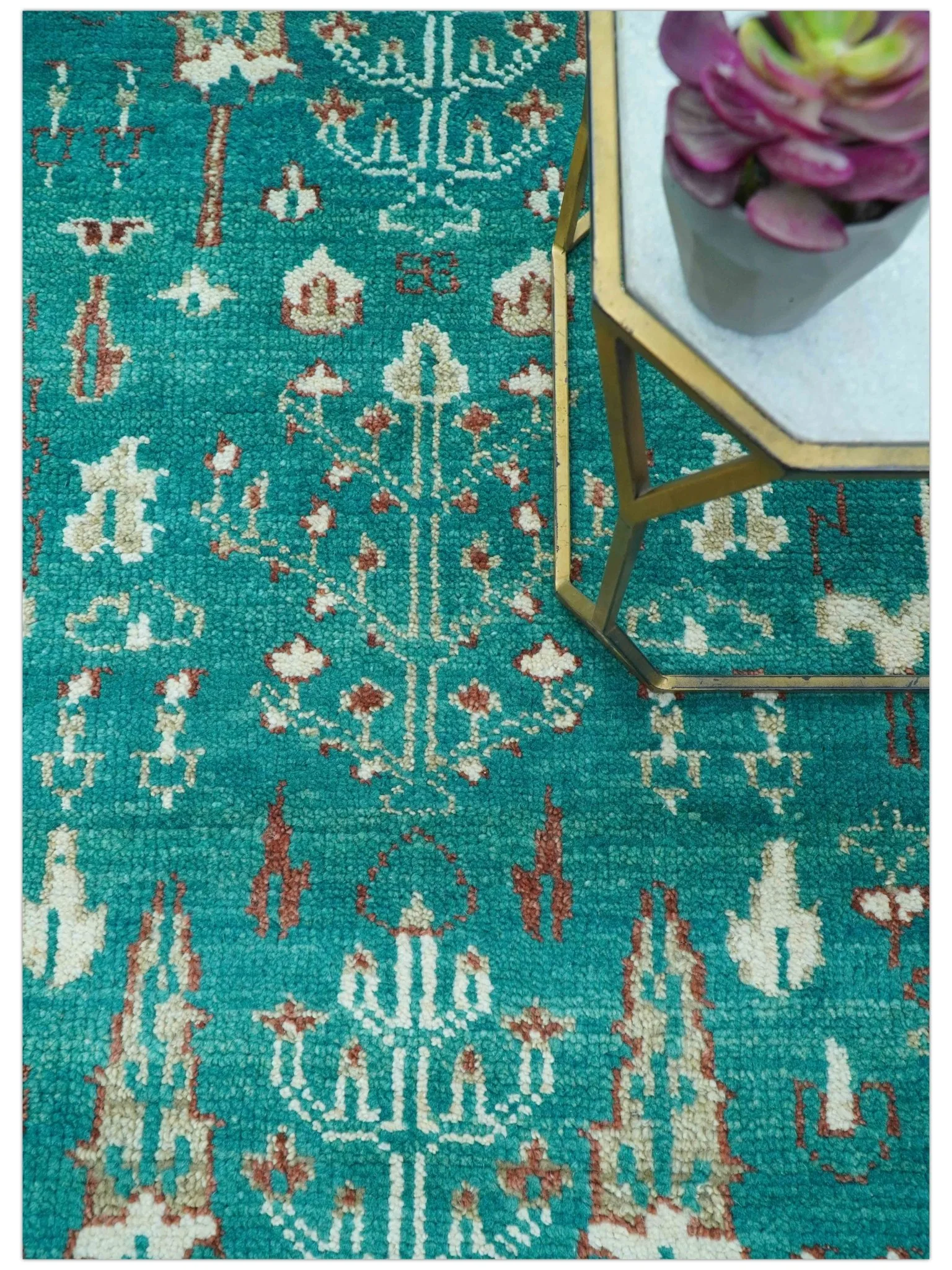 Hand knotted Tree of life Teal Traditional Style 4x6 Wool Area Rug - Image 4