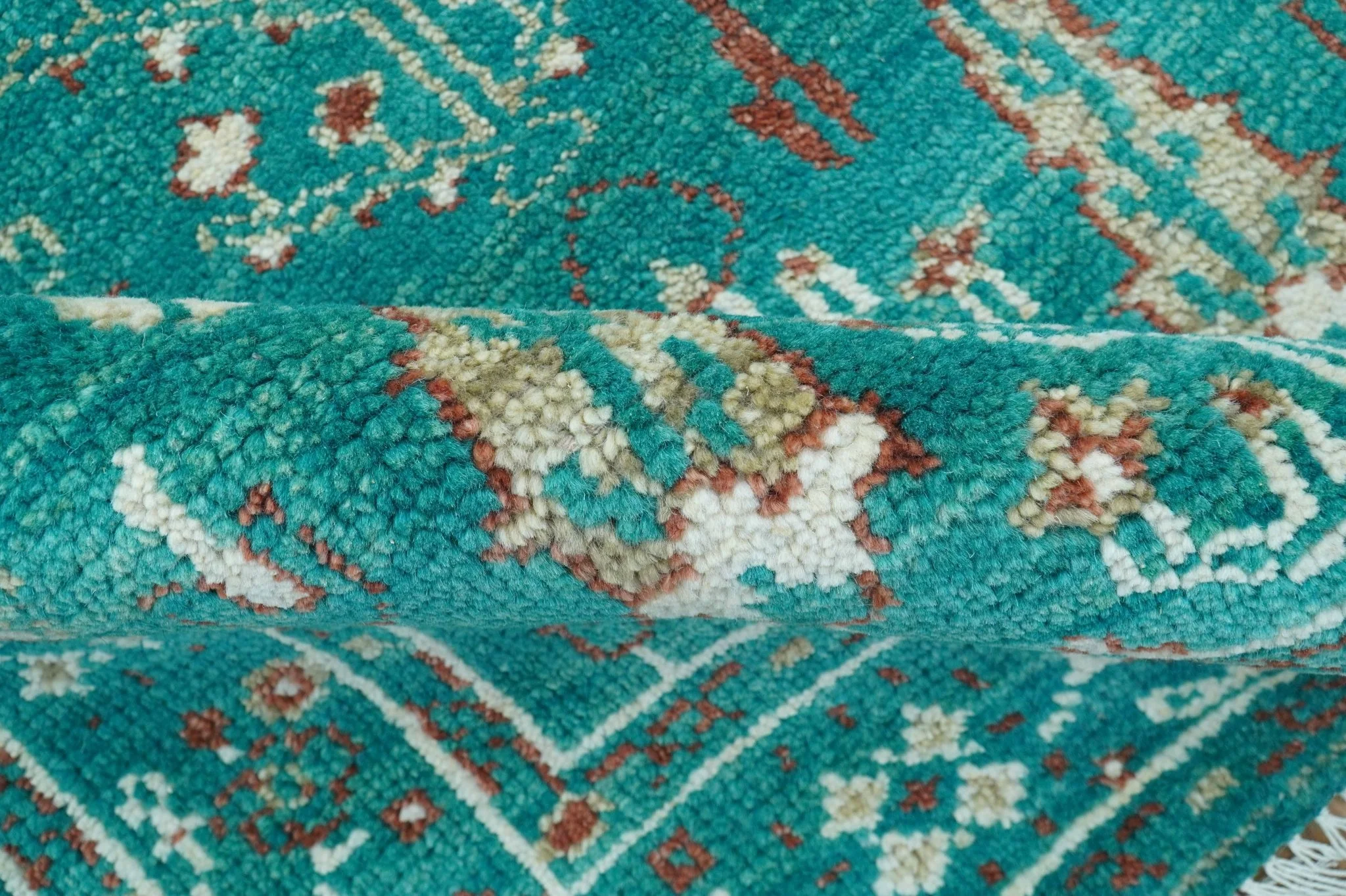 Hand knotted Tree of life Teal Traditional Style 4x6 Wool Area Rug - Image 6