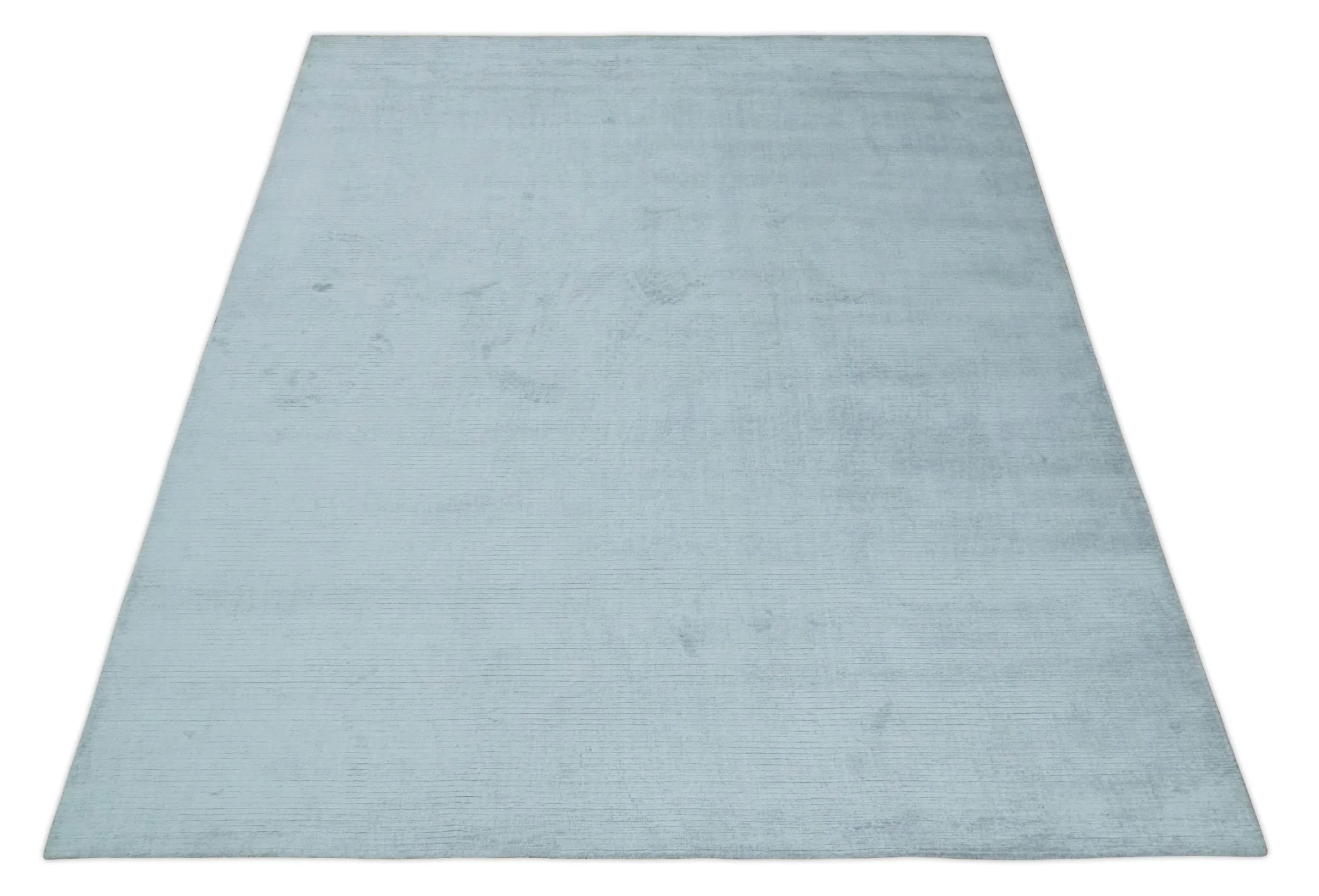 Plain Solid 8x10 Hand Loomed Silver Modern Minimalist Scandinavian Art Silk Rug - Image 10