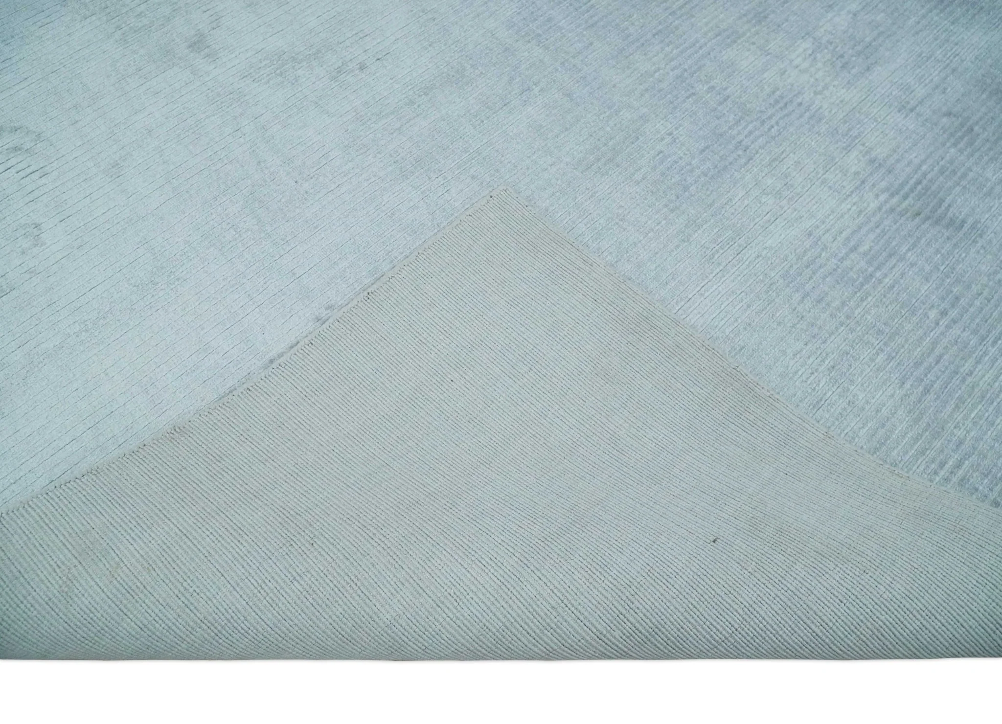Plain Solid 8x10 Hand Loomed Silver Modern Minimalist Scandinavian Art Silk Rug - Image 7