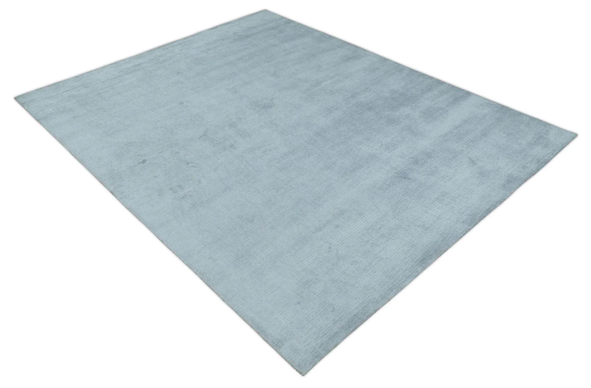 Plain Solid 8x10 Hand Loomed Silver Modern Minimalist Scandinavian Art Silk Rug - Image 9