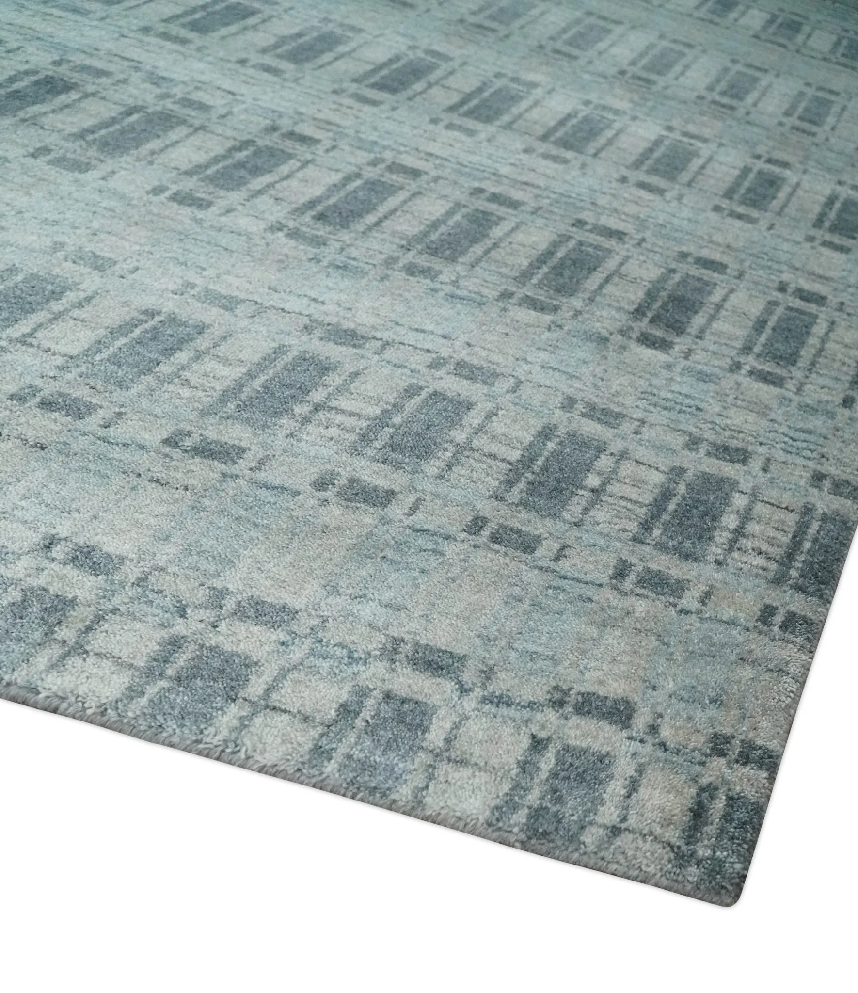 Hand Made 8x10 Modern Stripes Beige, Gray and Silver Scandinavian Blended Wool Flatwoven Area Rug | KE22 - Image 3