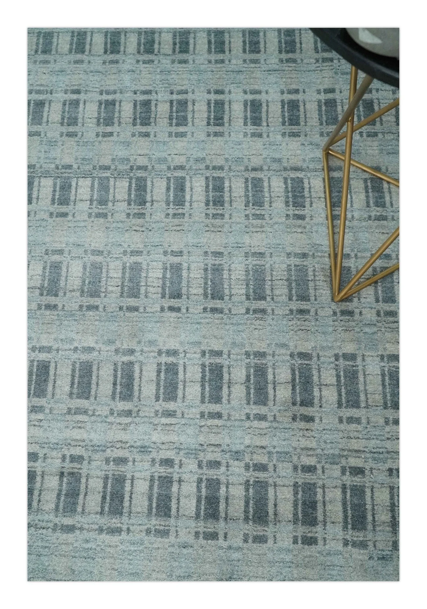 Hand Made 8x10 Modern Stripes Beige, Gray and Silver Scandinavian Blended Wool Flatwoven Area Rug | KE22 - Image 5