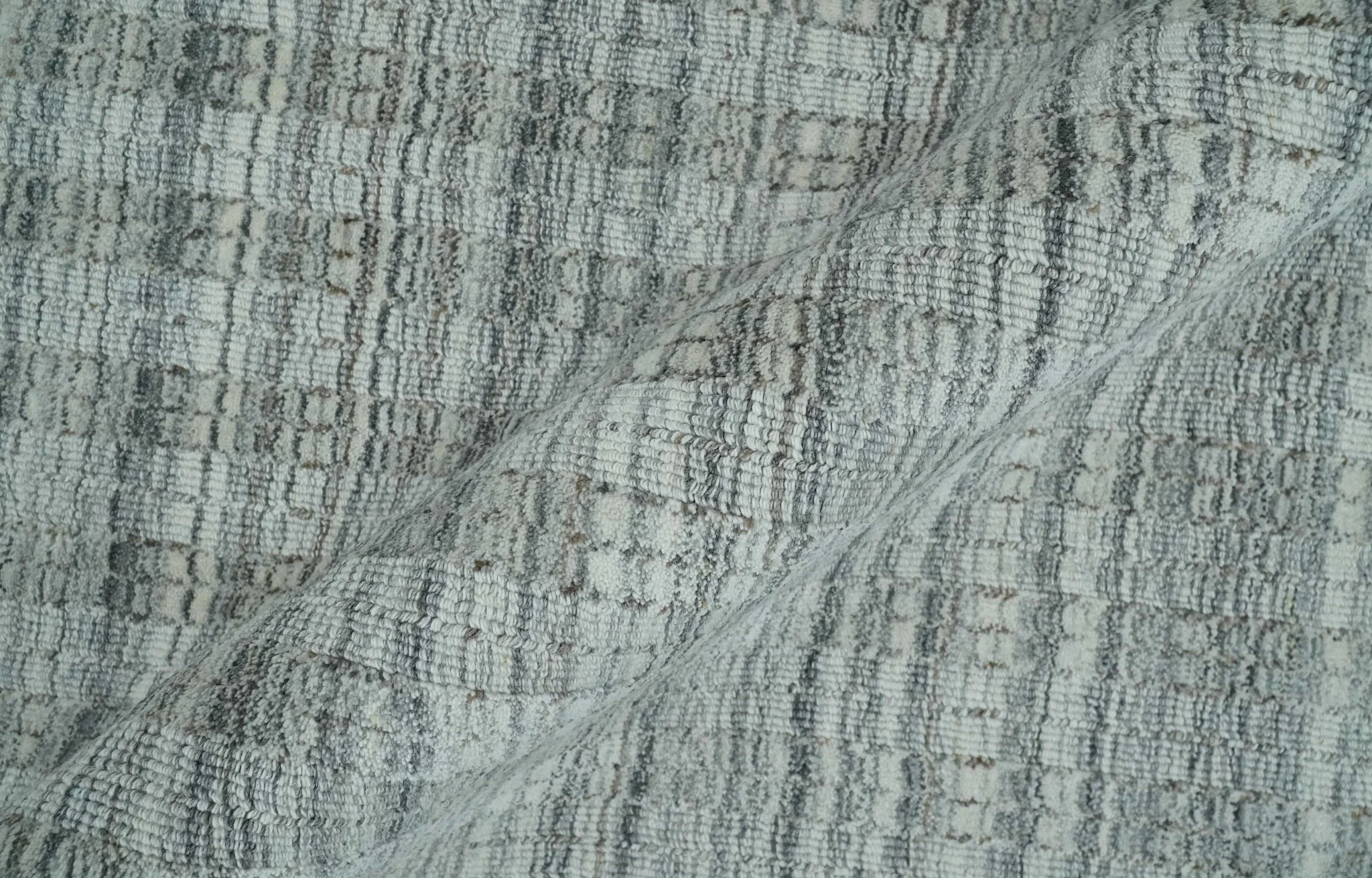 Hand Made 8x10 Modern Stripes Charcoal, Gray and Beige Scandinavian Blended Wool Flatwoven Area Rug | KE9 - Image 6
