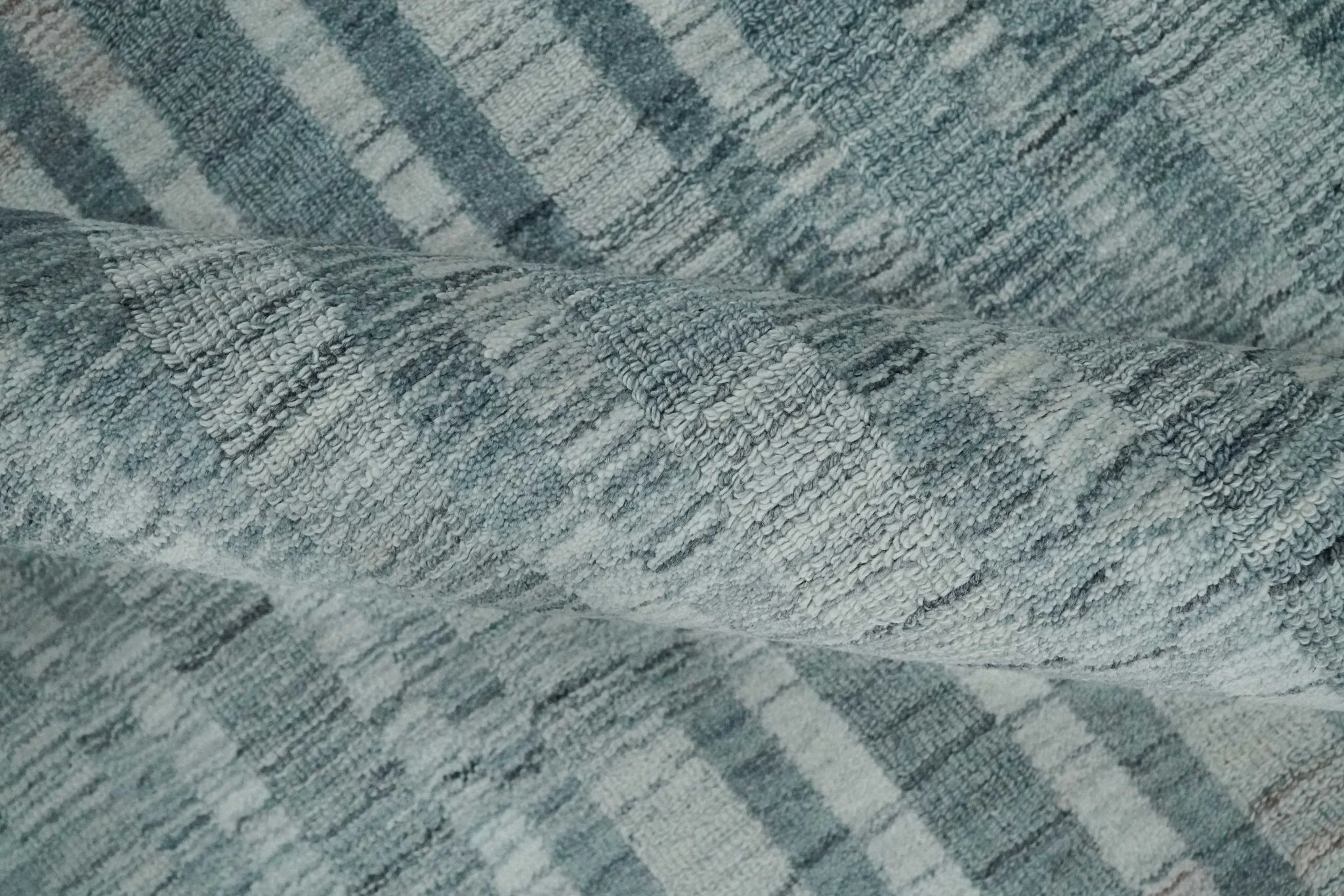 Hand Made 8x10 Modern Stripes Peach, Gray and Silver Scandinavian Blended Wool Flatwoven Area Rug | KE17 - Image 6