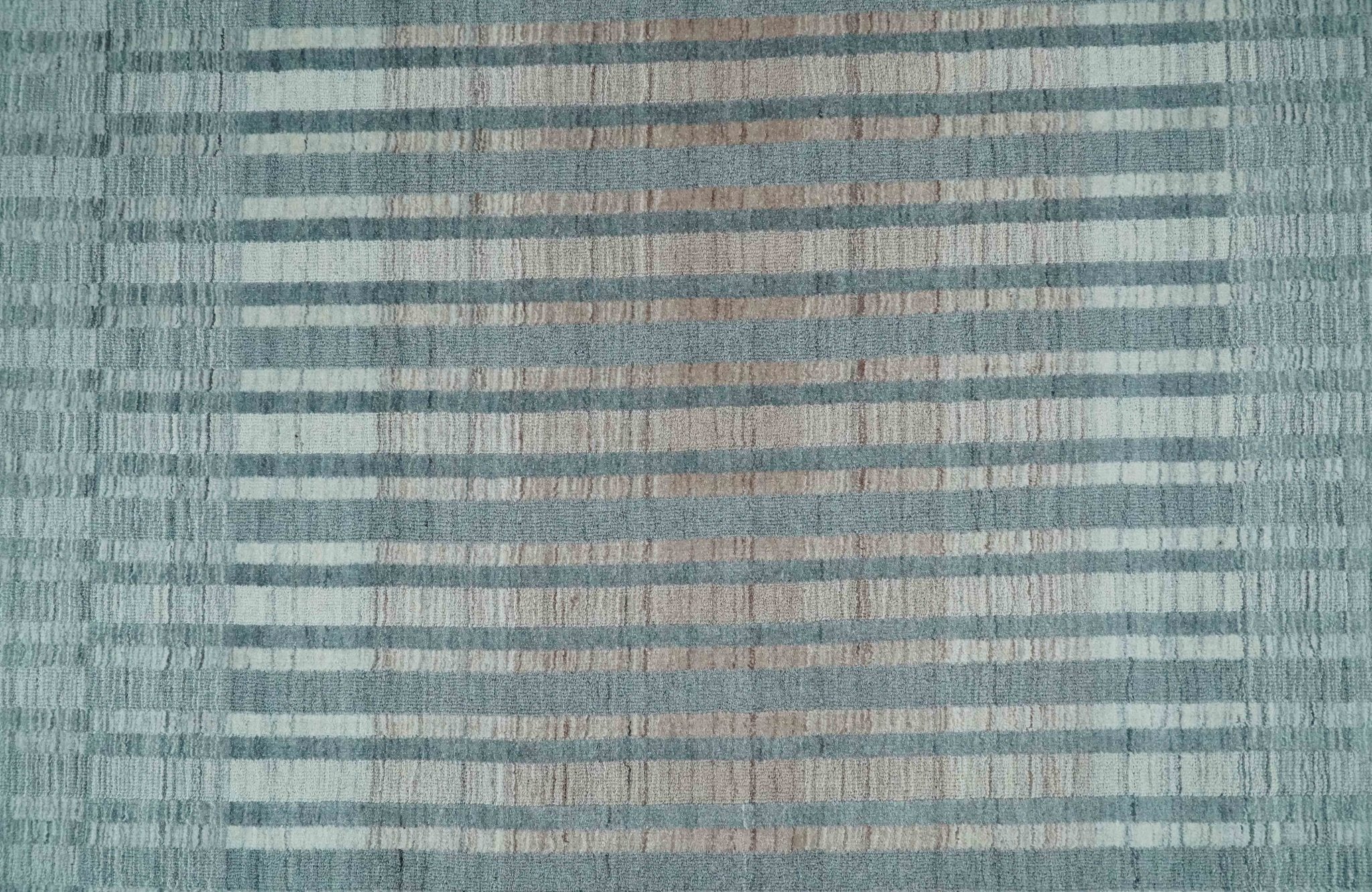 Hand Made 8x10 Modern Stripes Peach, Gray and Silver Scandinavian Blended Wool Flatwoven Area Rug | KE17 - Image 9