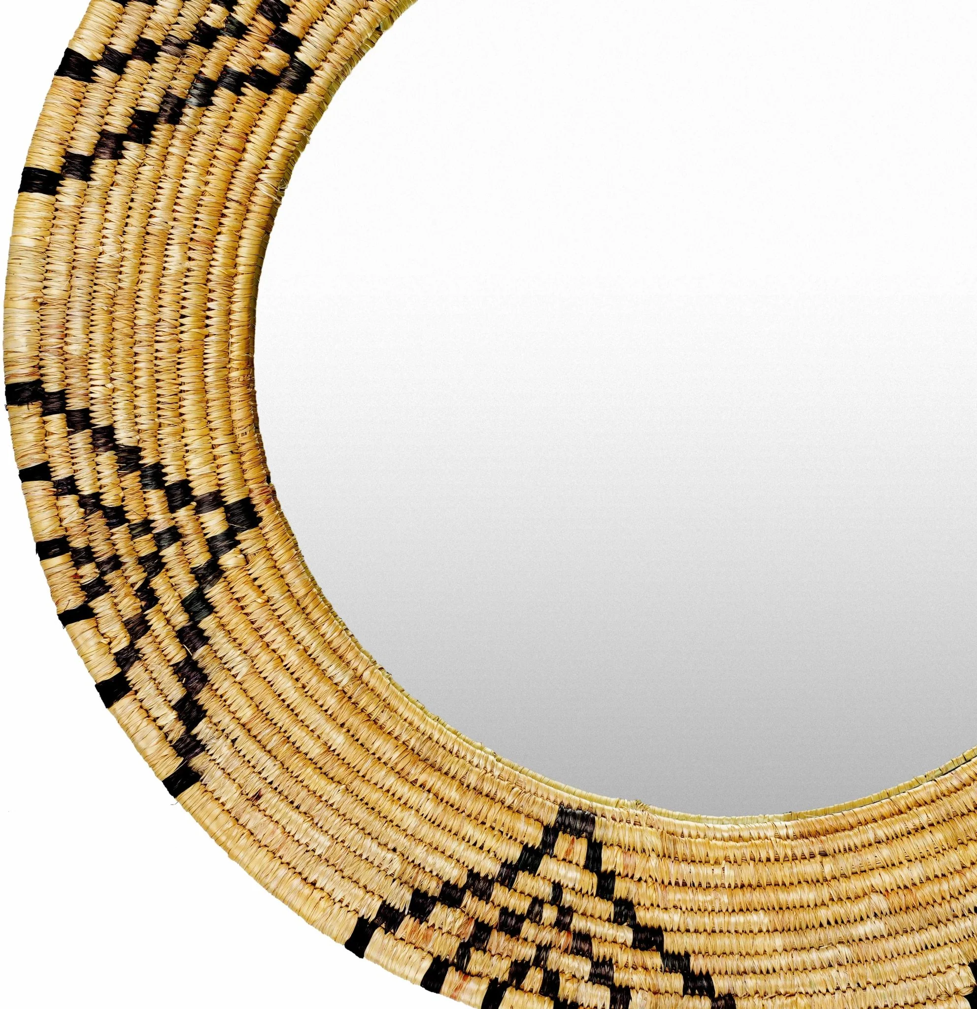 Hand Made Beige and Charcoal Ring Framed hanging wall mirror - Image 2