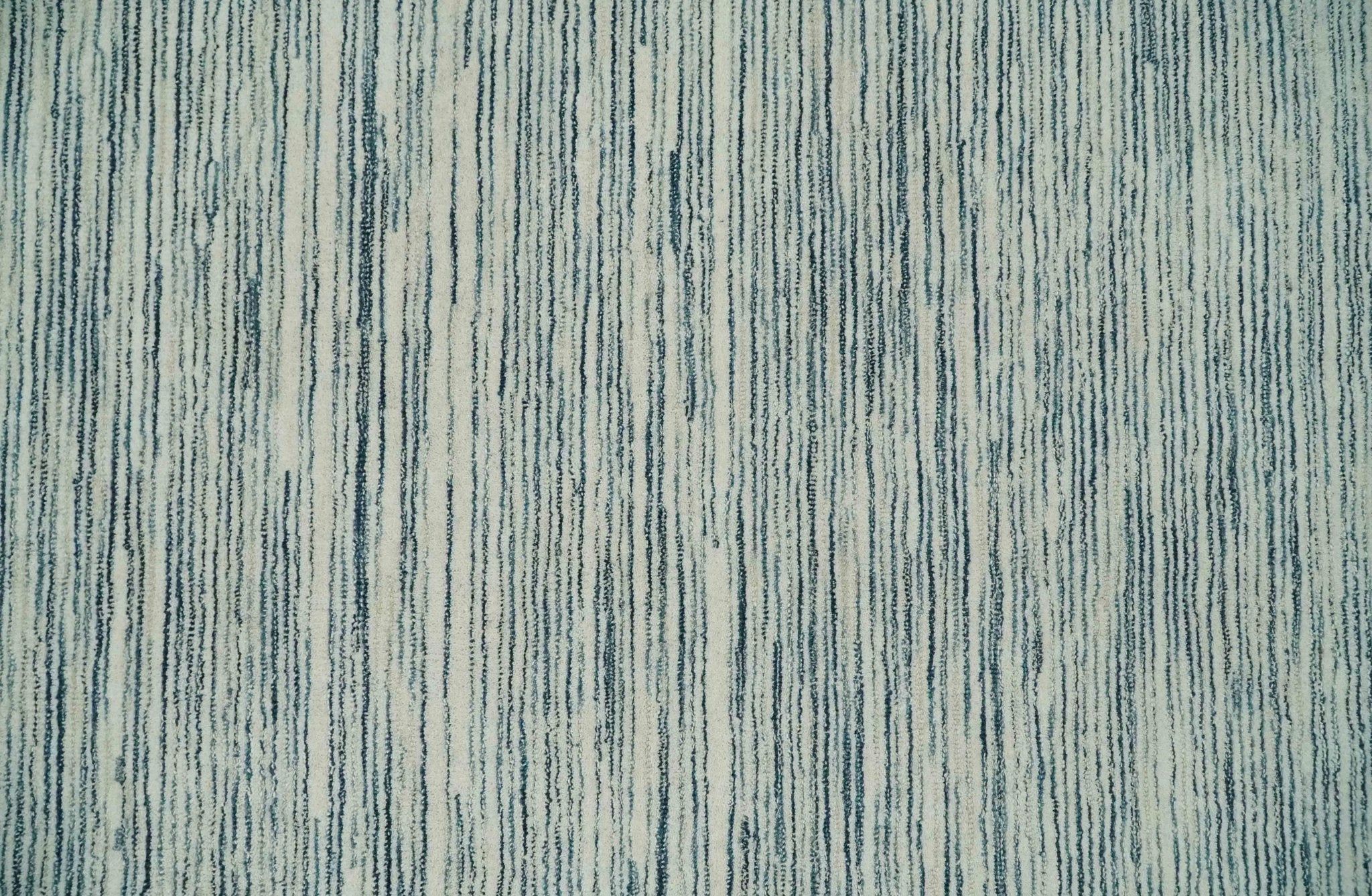 Hand Tufted Woolen Modern White and Blue Custom Made Area Rug - Image 7