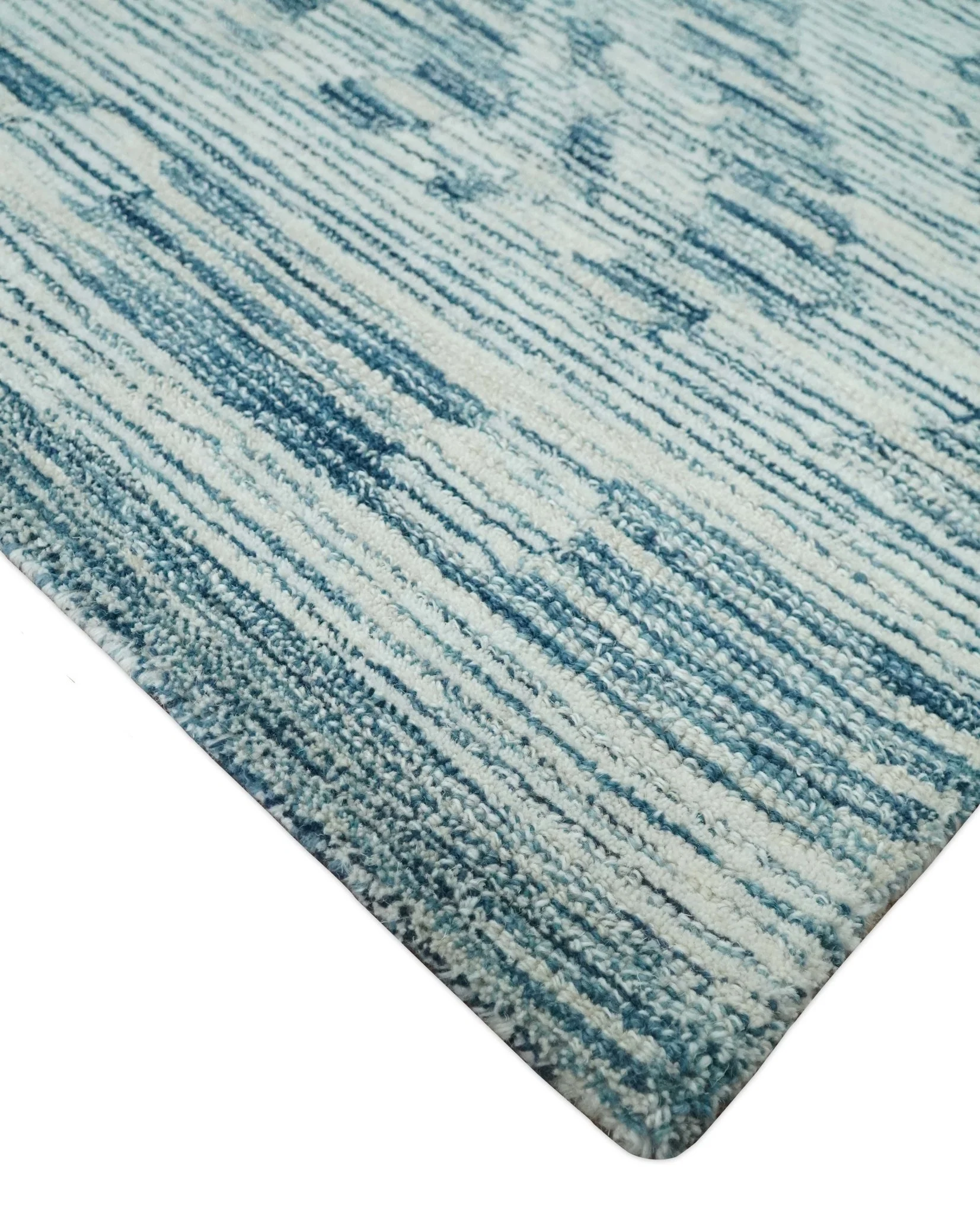 Tribal Modern Hand Tufted Woolen White and Blue Multi Size Area Rug - Image 6