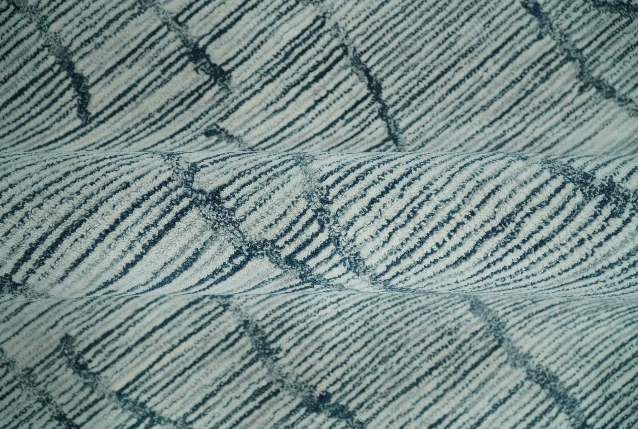 Modern Contemporary Multi Size Woolen White and Blue Hand Tufted Area Rug - Image 7