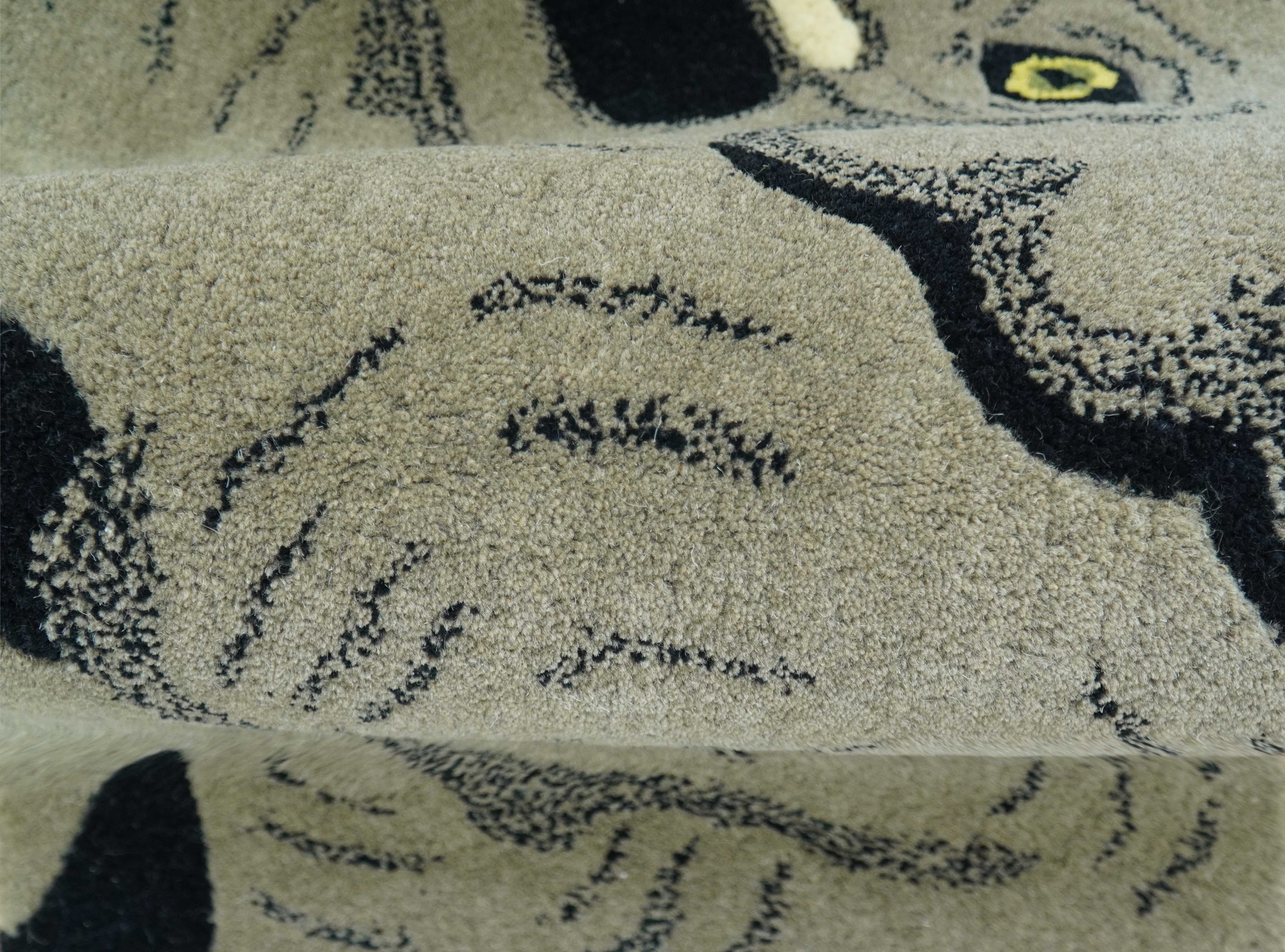 Hand Tufted 2x3 Animal Beige Elephant Wool Area Rug - Image 4