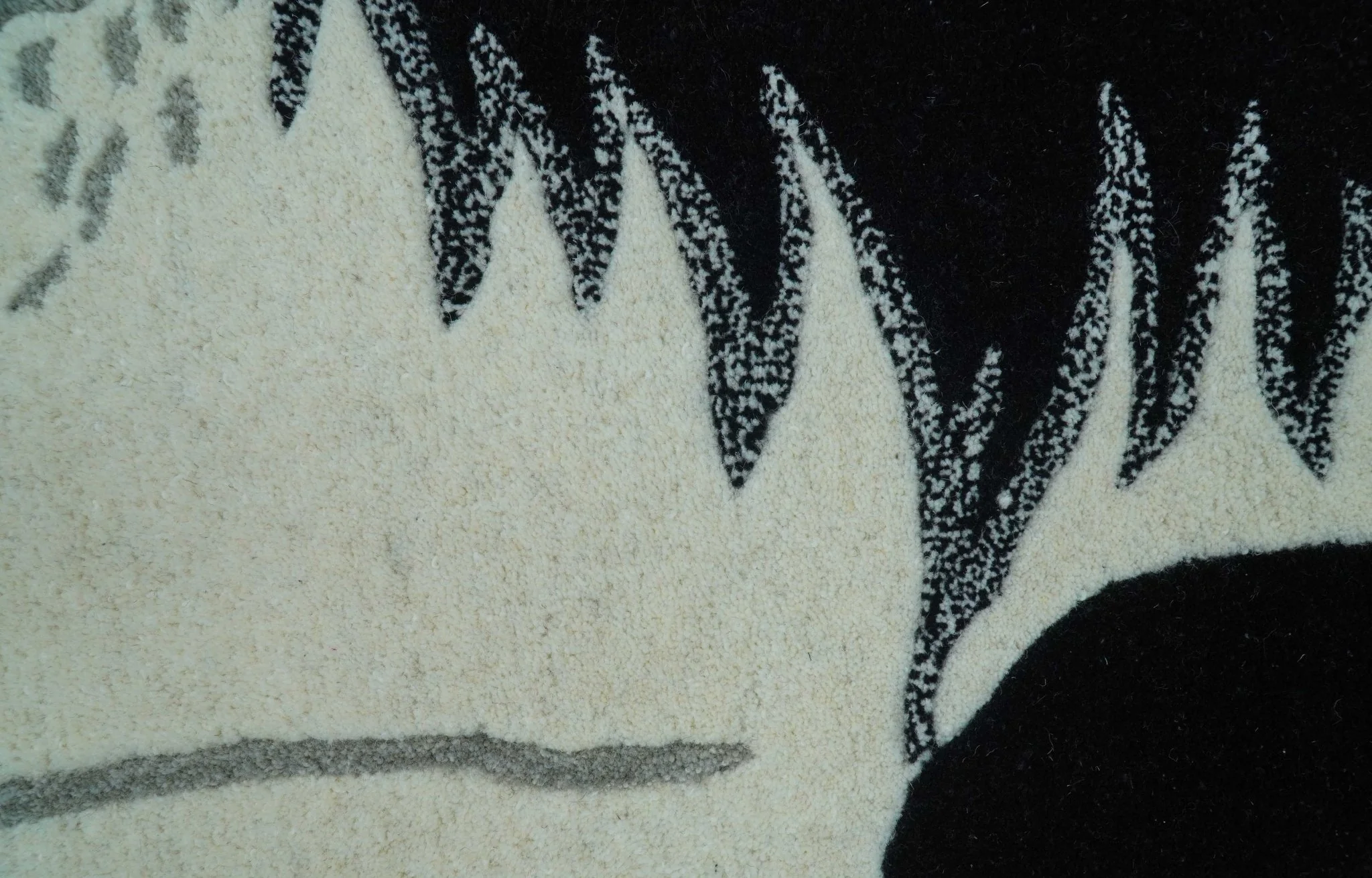 Hand Tufted 2x3 Animal Black And White Cat Wool Area Rug - Image 5