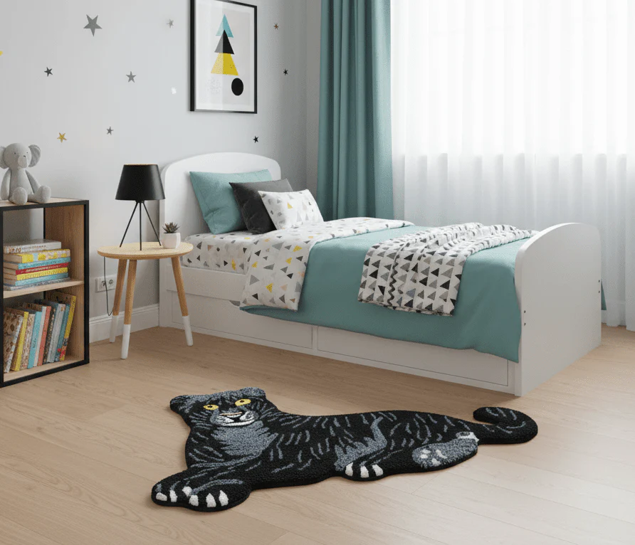 Hand Tufted 2x3 Animal Black Panther Wool Area Rug - Image 2