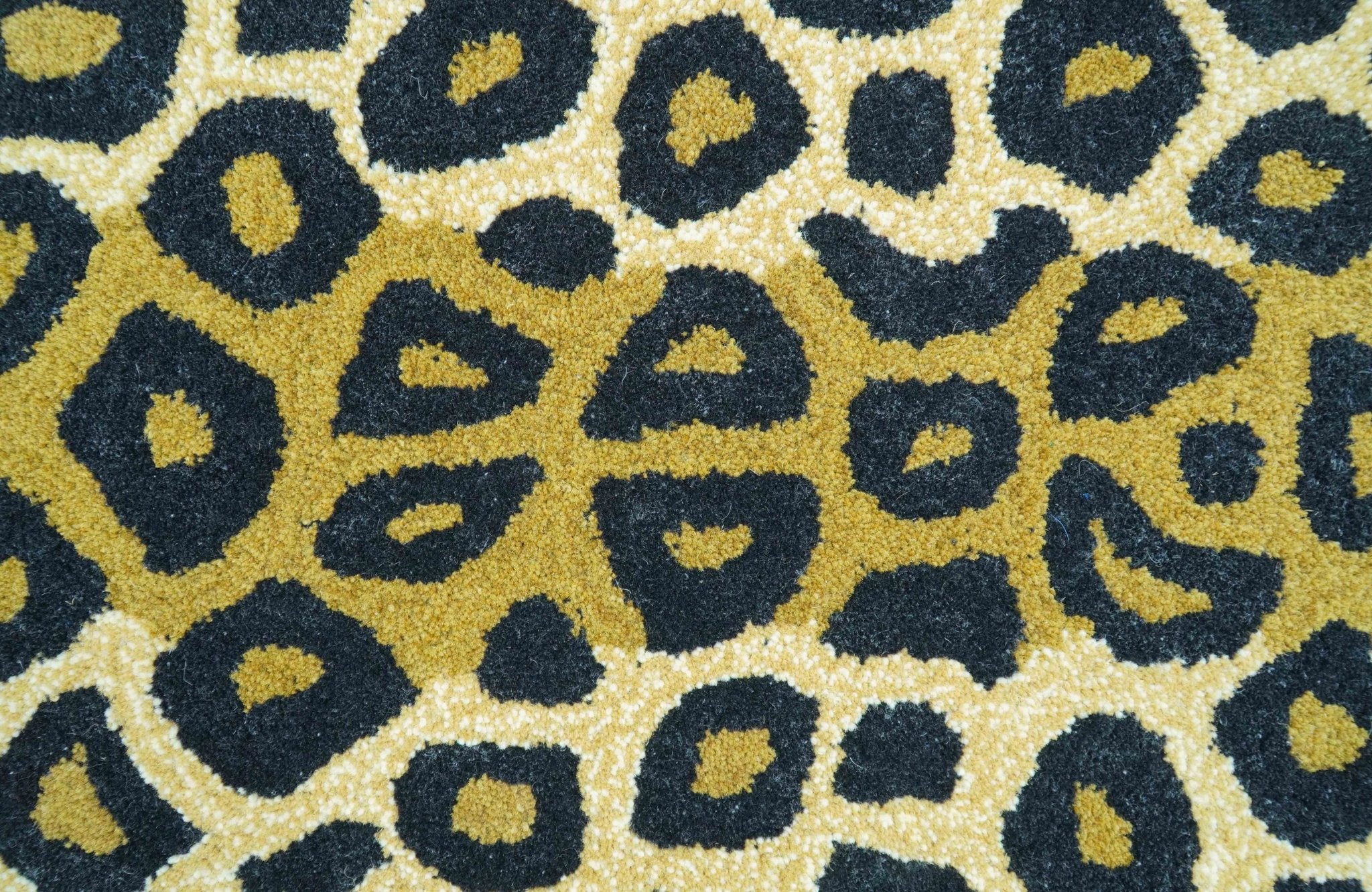 Hand Tufted Animal Leopard Gold And Black 3x5 Wool Area Rug - Image 4