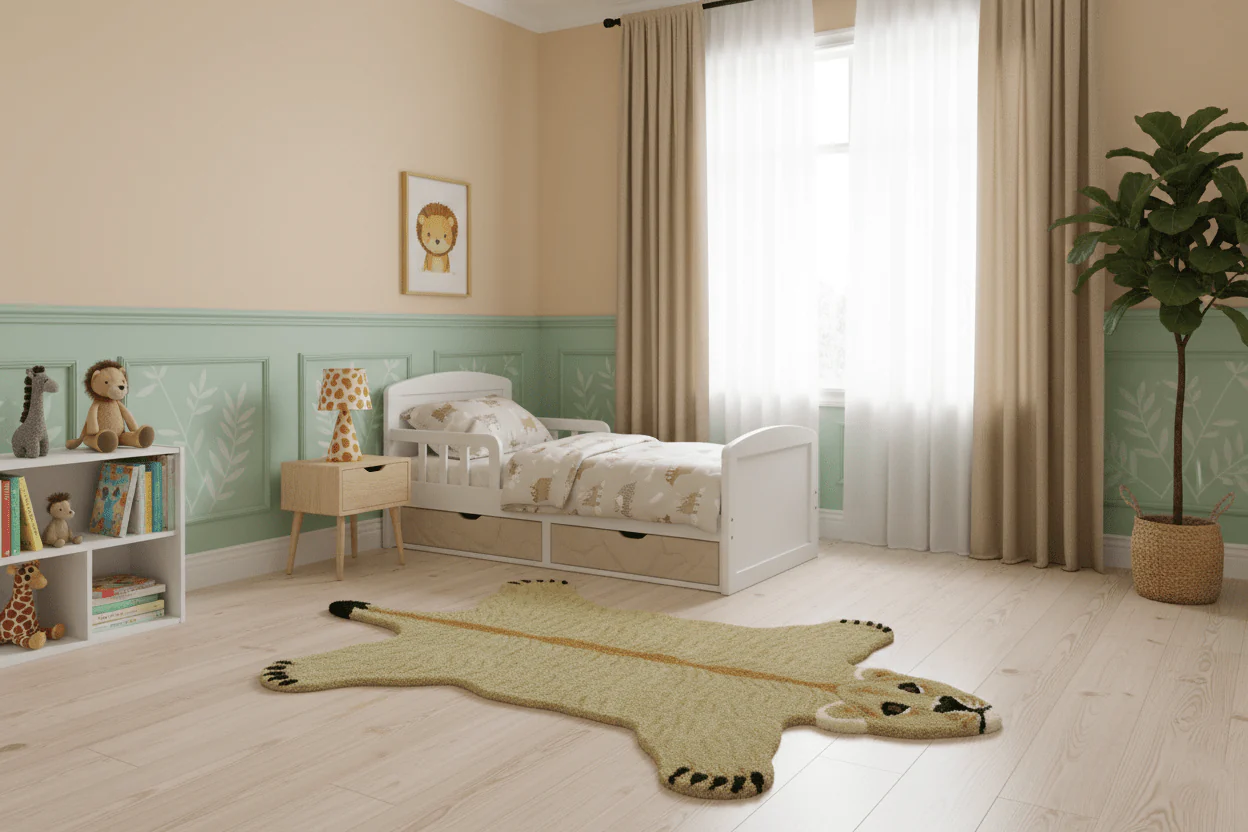 Hand Tufted Animal Lion Black 3x5 Wool Area Rug - Image 2