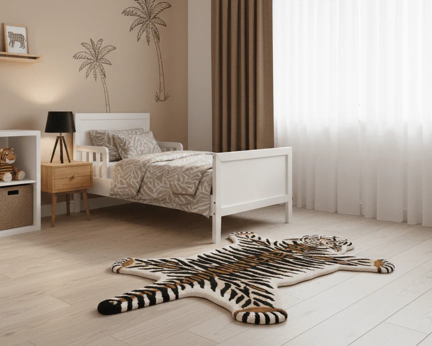 Hand Tufted Animal Tiger Black 3x5 Wool Area Rug - Image 2