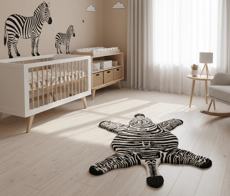 Hand Tufted Animal Zebra Black 3x5 Wool Area Rug - Image 2