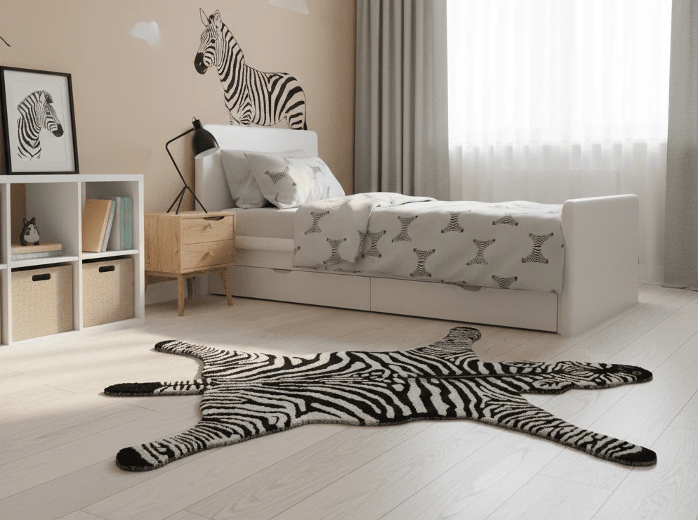Hand Tufted Animal Zebra White And Black 3x5 Wool Area Rug - Image 2