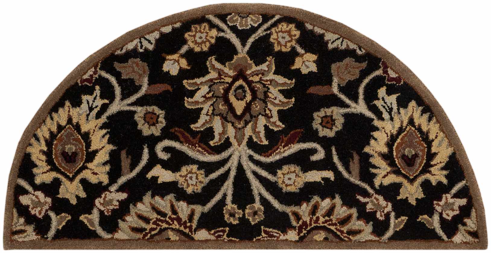 Hand Tufted Black And Beige Traditional Style Wool Rug - Image 11