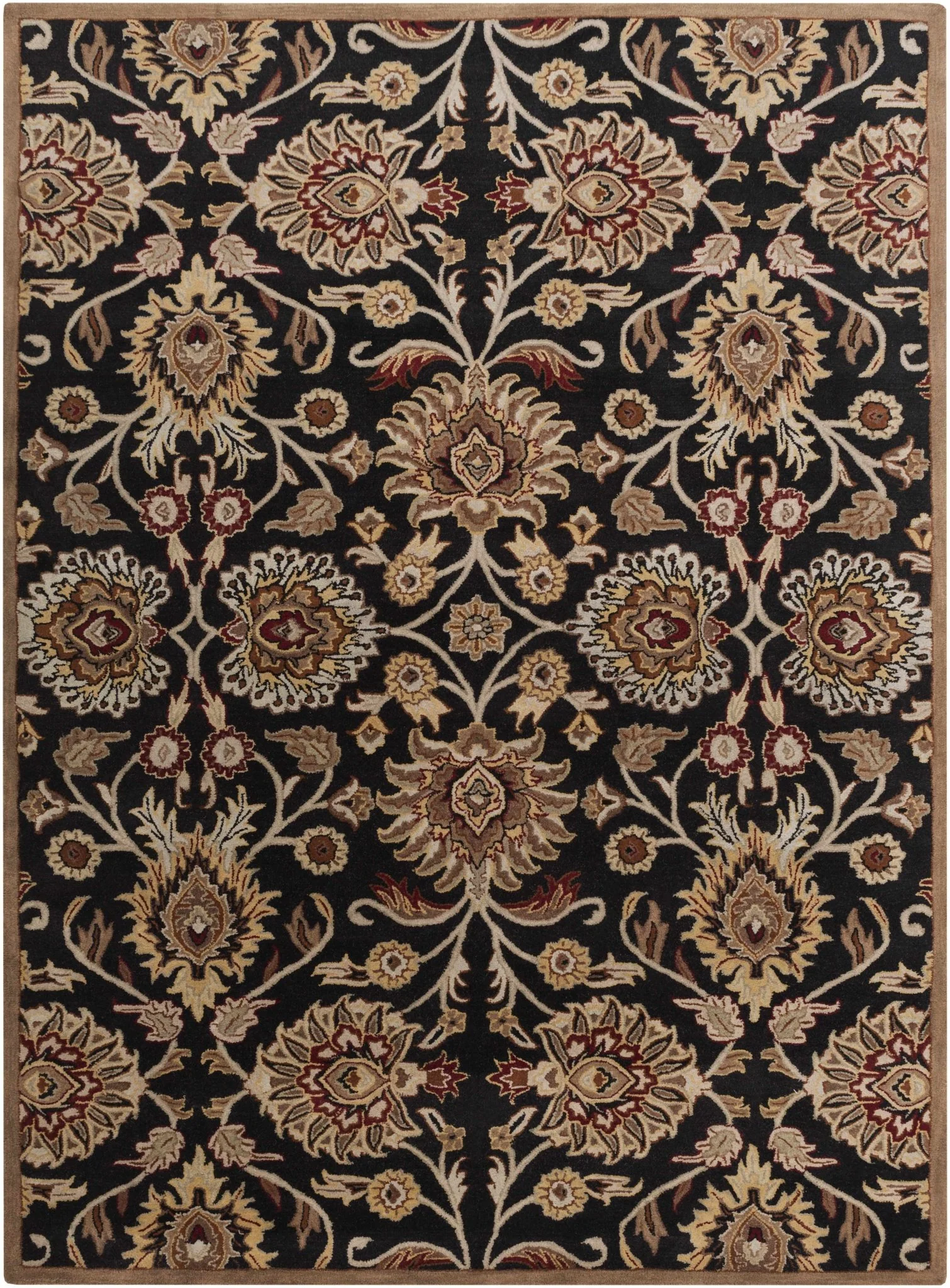 Hand Tufted Black And Beige Traditional Style Wool Rug - Image 14