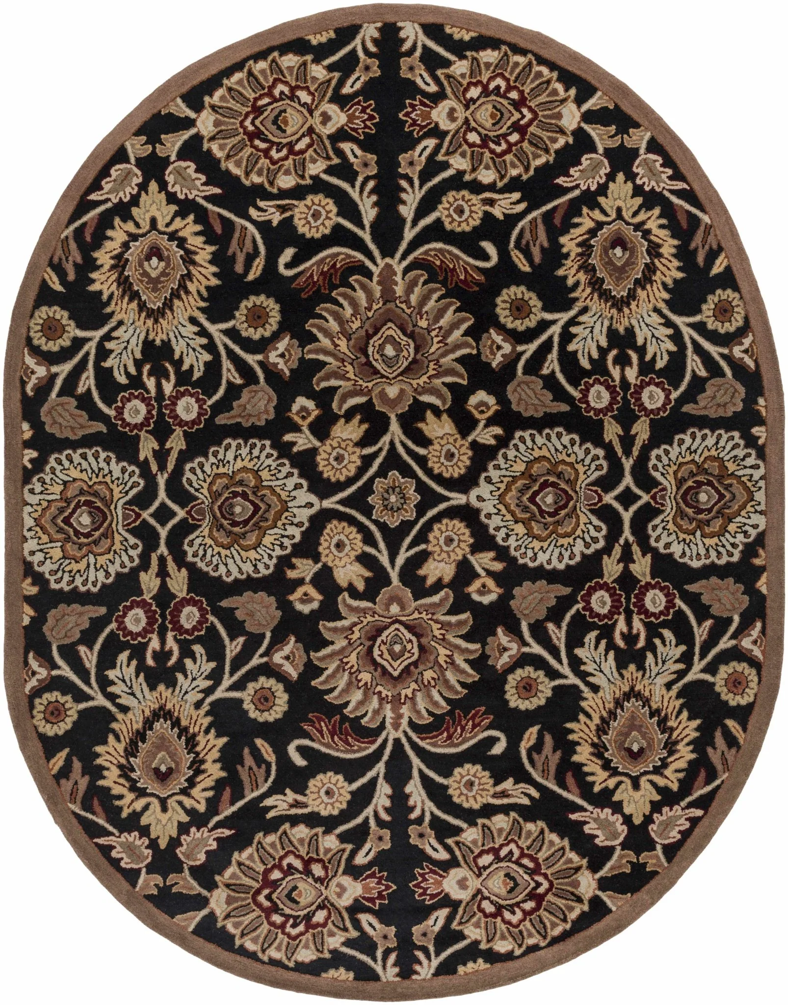 Hand Tufted Black And Beige Traditional Style Wool Rug - Image 17