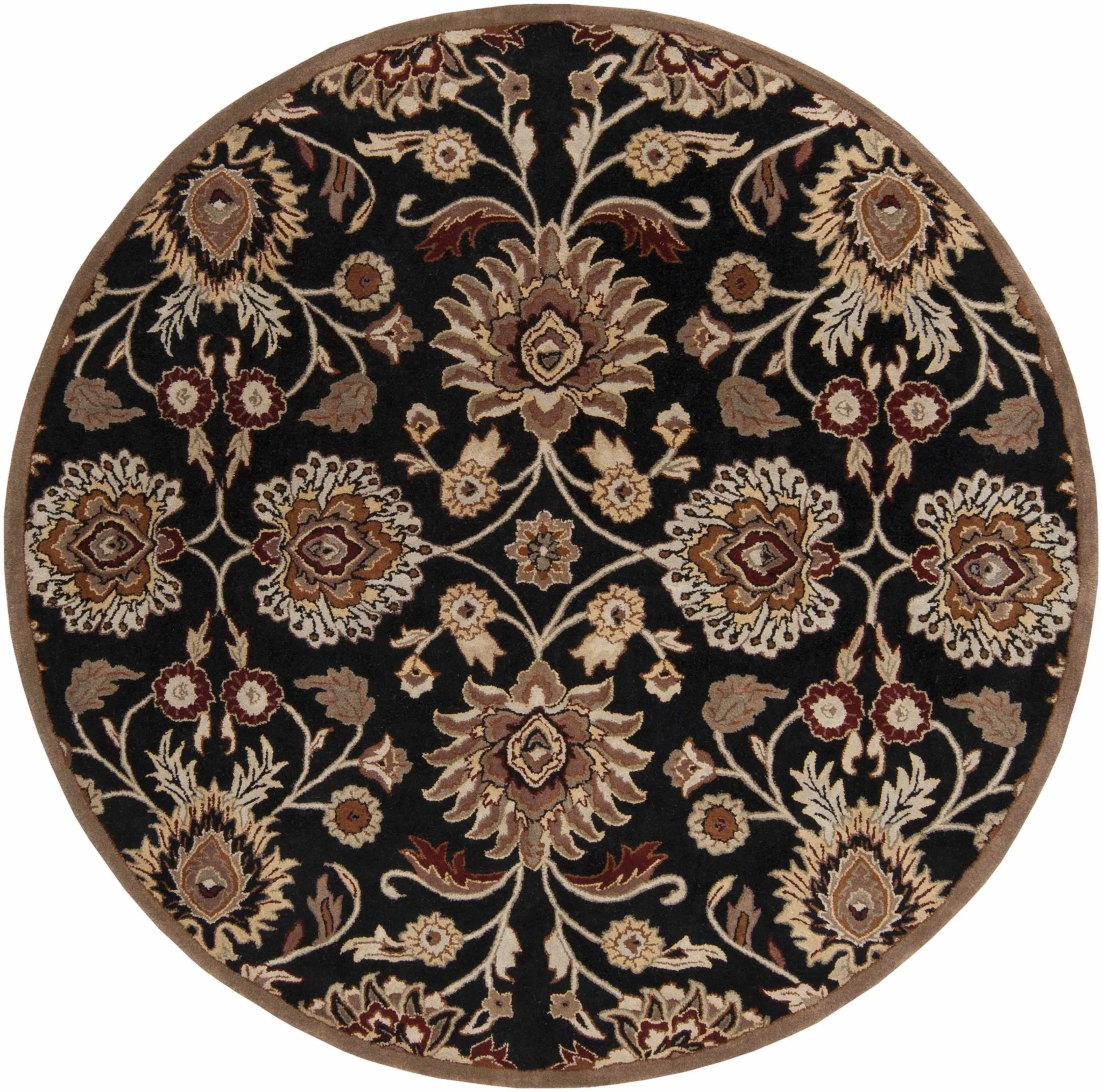 Hand Tufted Black And Beige Traditional Style Wool Rug - Image 18