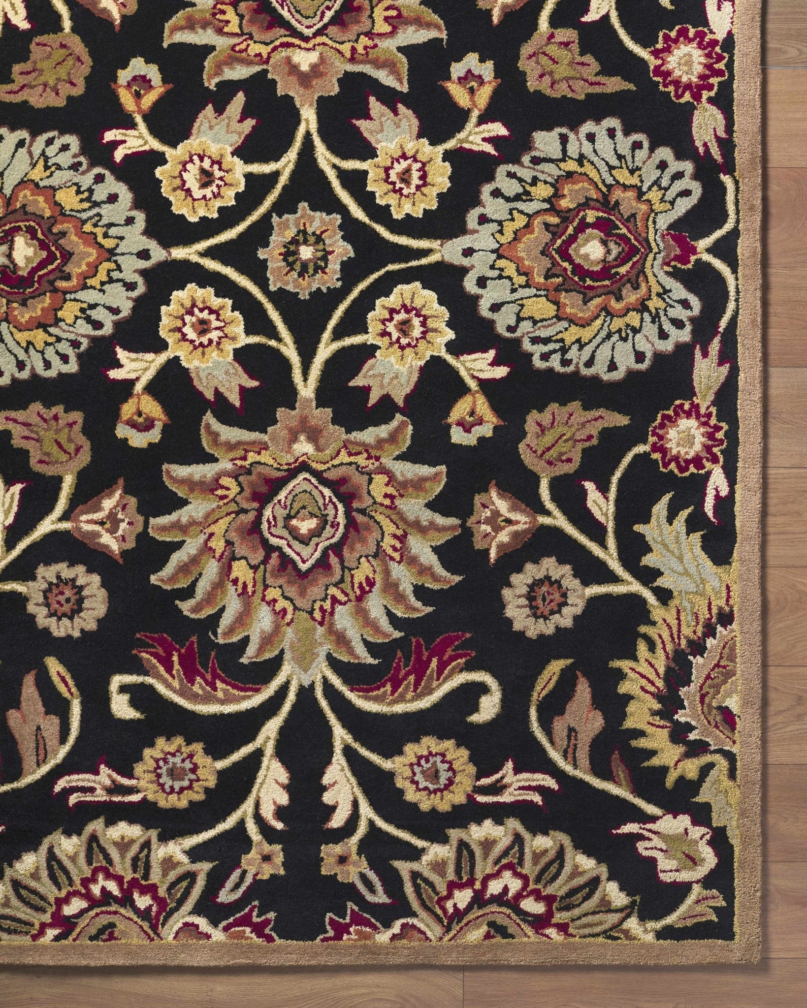 Hand Tufted Black And Beige Traditional Style Wool Rug - Image 21