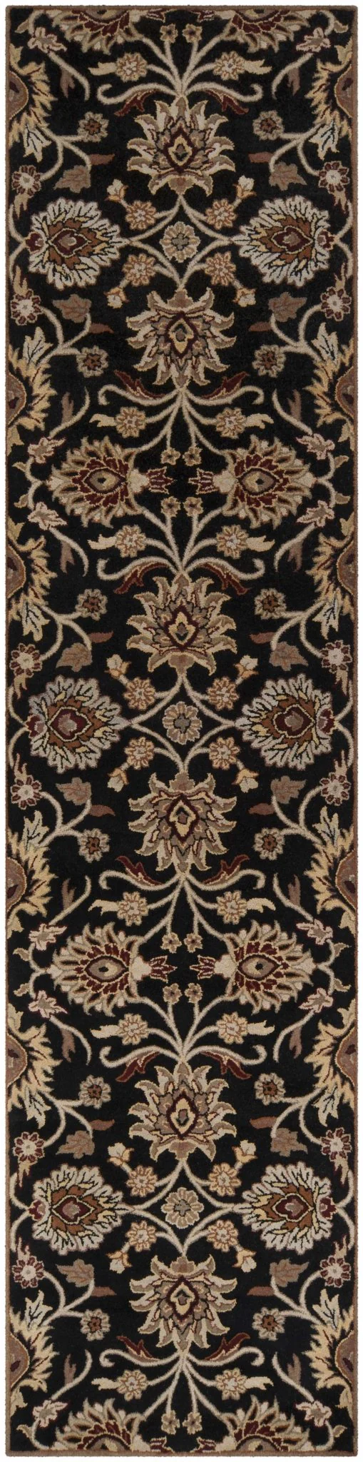 Hand Tufted Black And Beige Traditional Style Wool Rug - Image 6