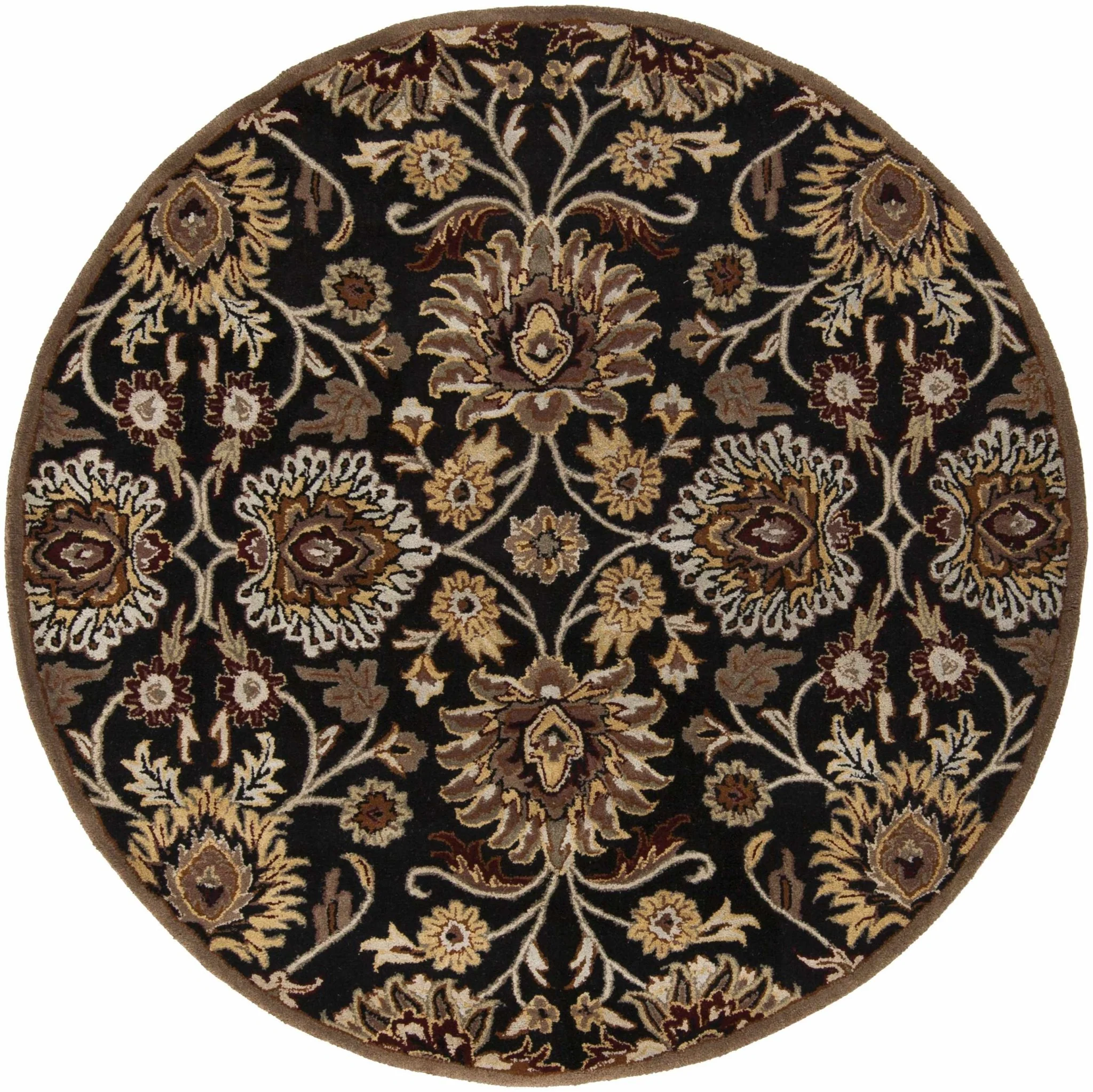 Hand Tufted Black And Beige Traditional Style Wool Rug - Image 7