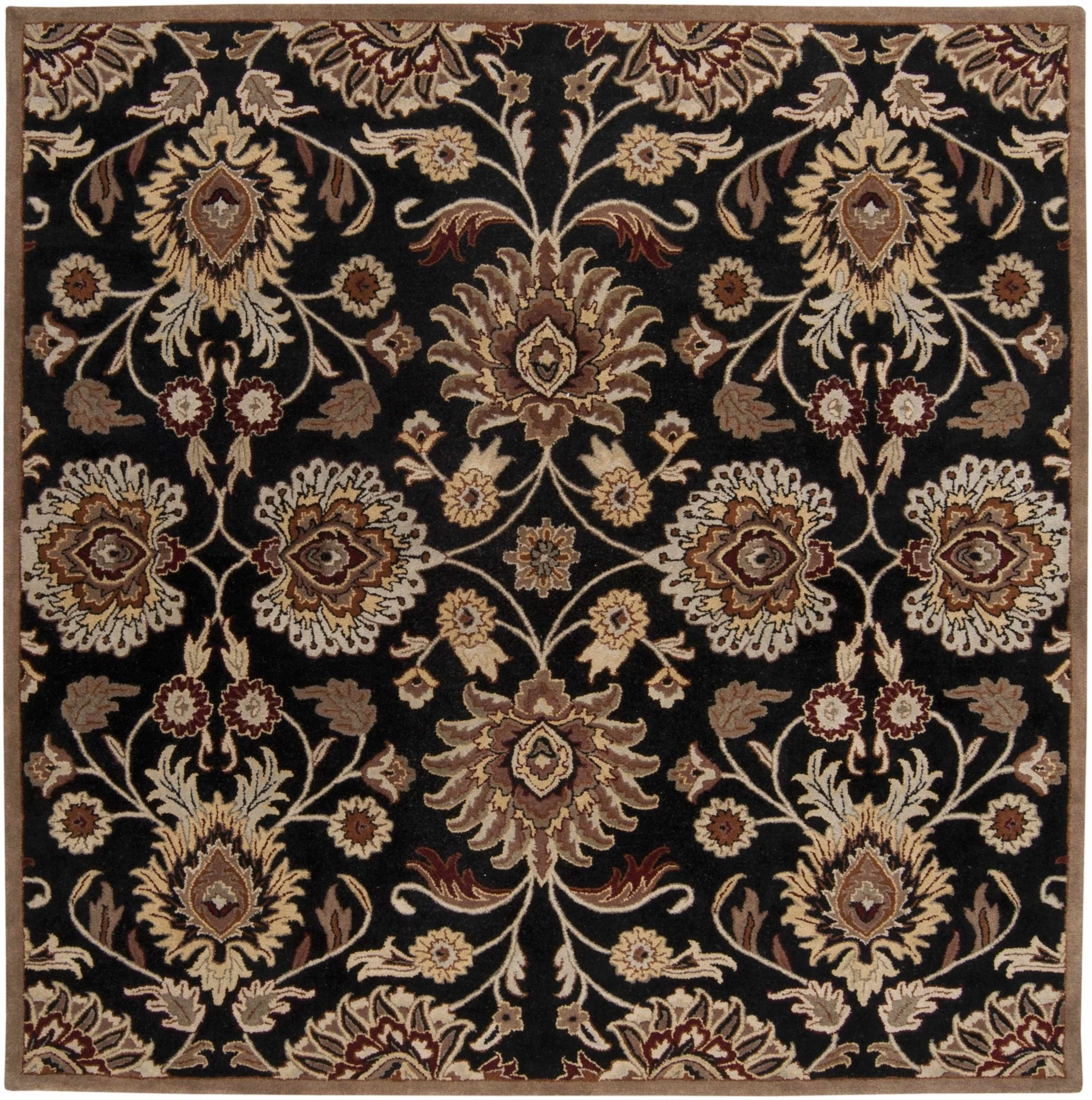Hand Tufted Black And Beige Traditional Style Wool Rug - Image 8