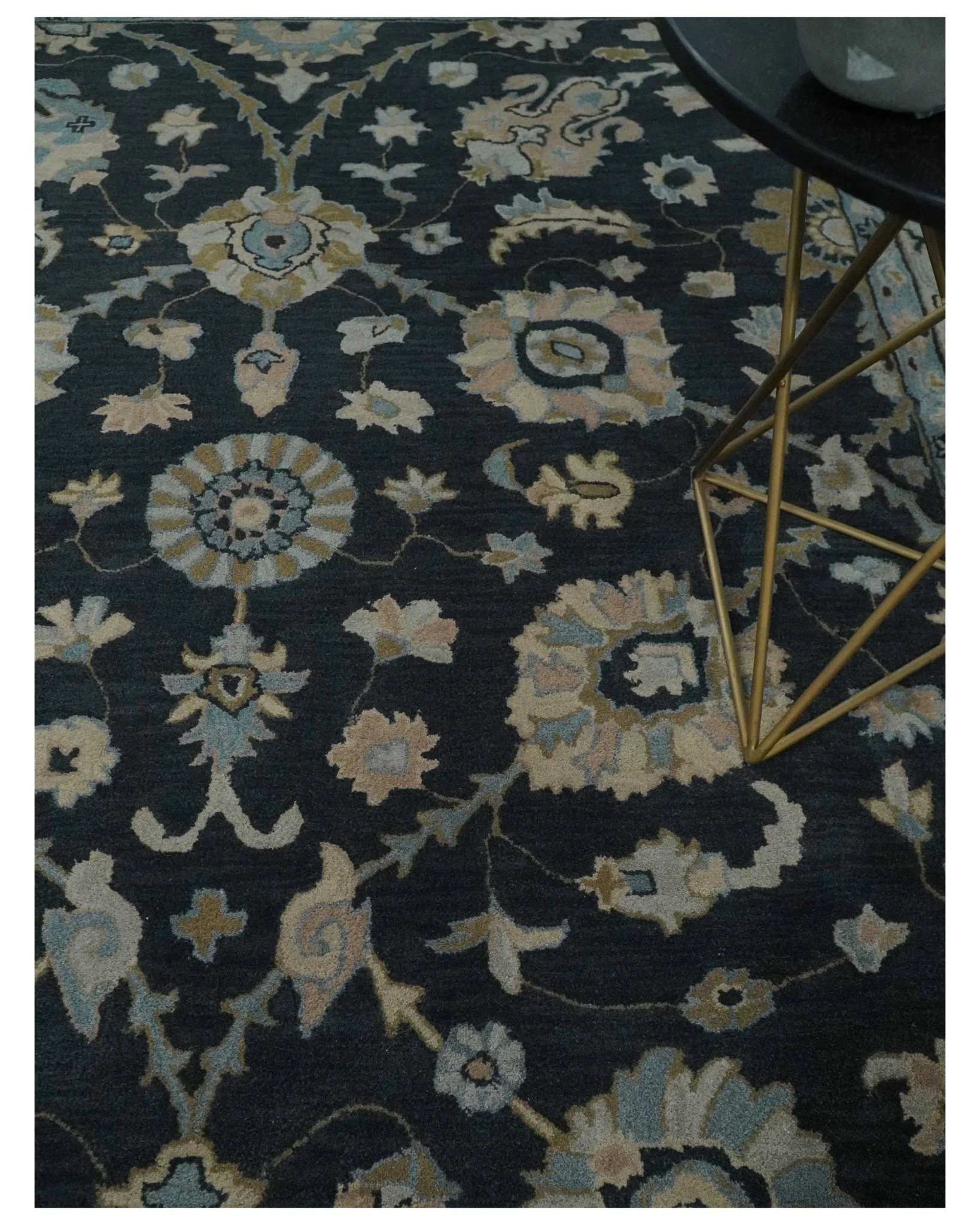 Hand Tufted Black and Silver 8x10 Modern Oushak Rug, Kids, Living Room and Bedroom Rug | TRD6501810S - Image 2