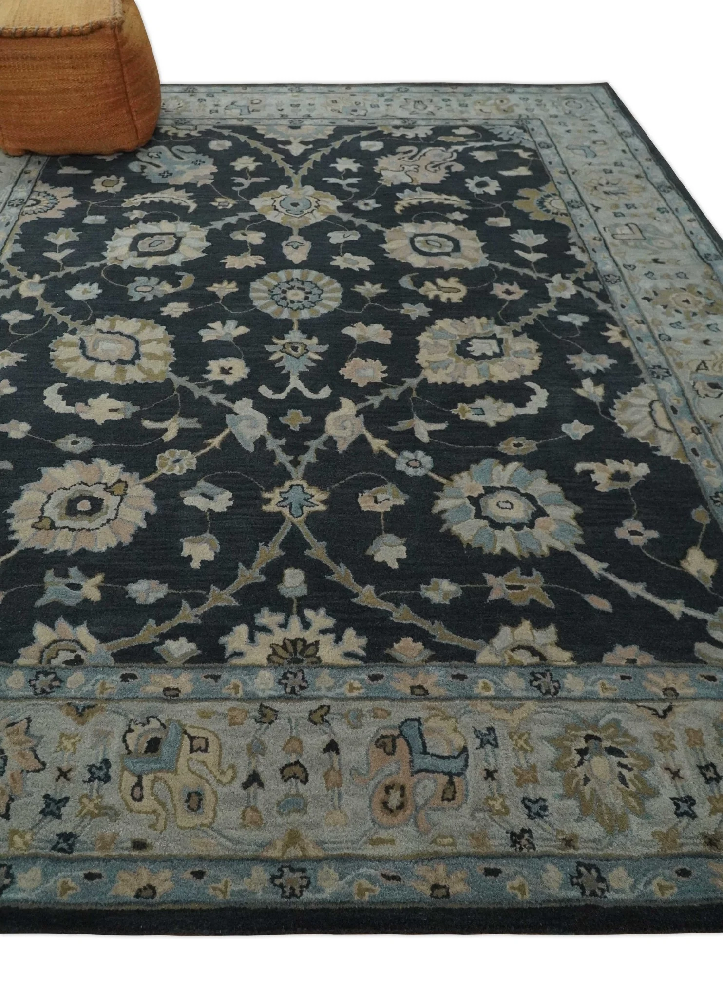 Hand Tufted Black and Silver Modern Turkish Oushak Multi size wool Area Rug, Kids, Living Room and Bedroom Rug - Image 3