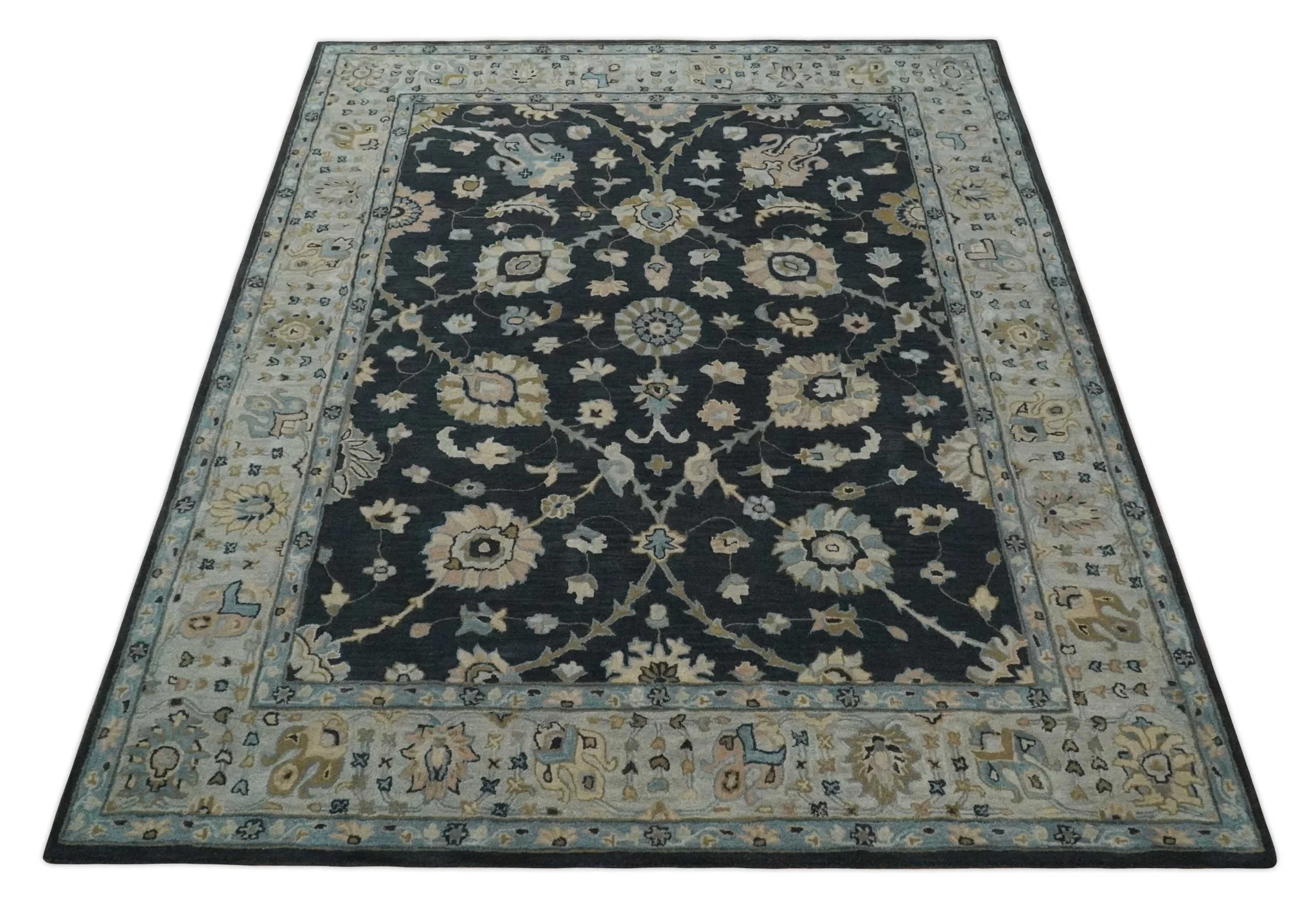 Hand Tufted Black and Silver Modern Turkish Oushak Multi size wool Area Rug, Kids, Living Room and Bedroom Rug - Image 9