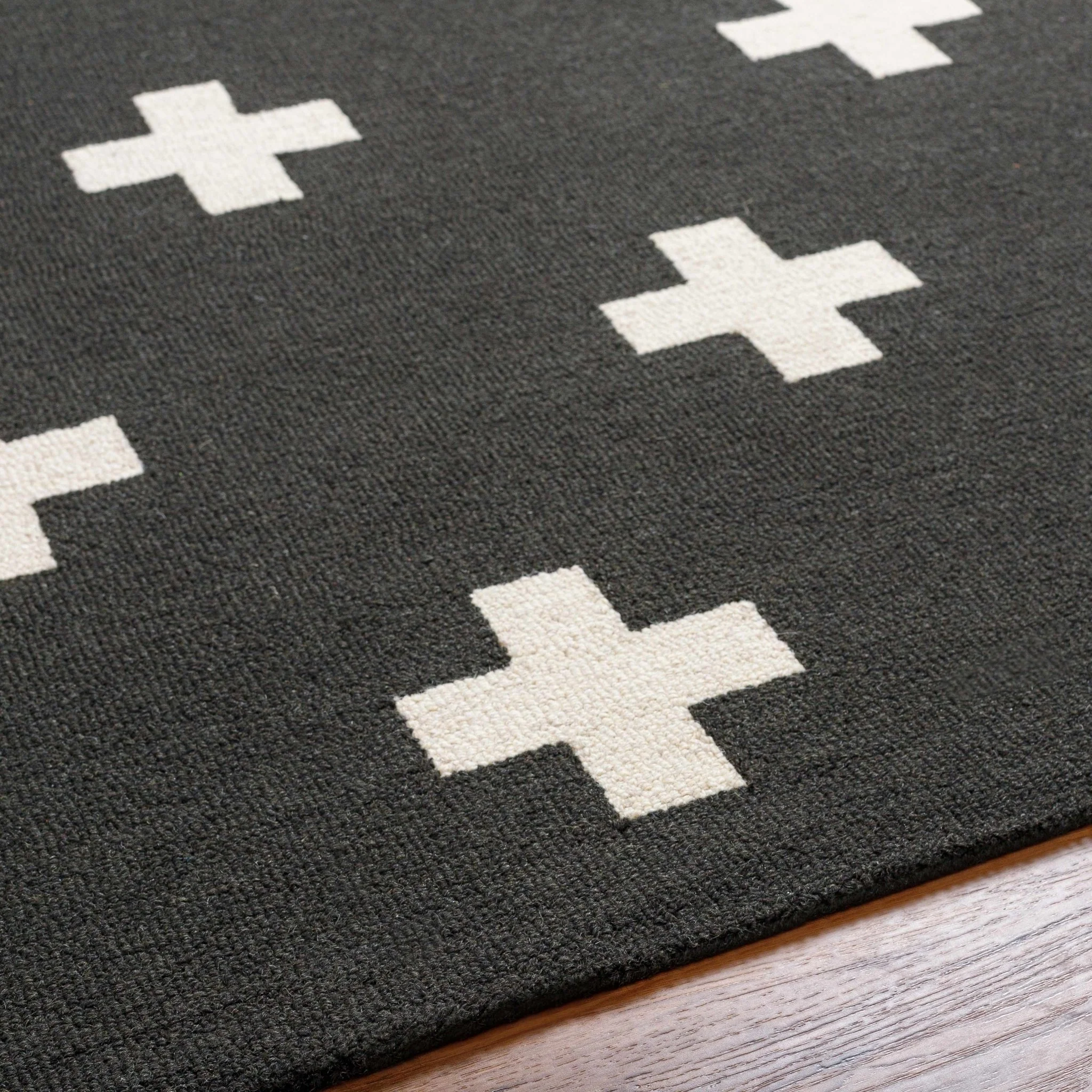Contemporary Hand tufted Black and White Medium pile Wool Area Rug - Image 10