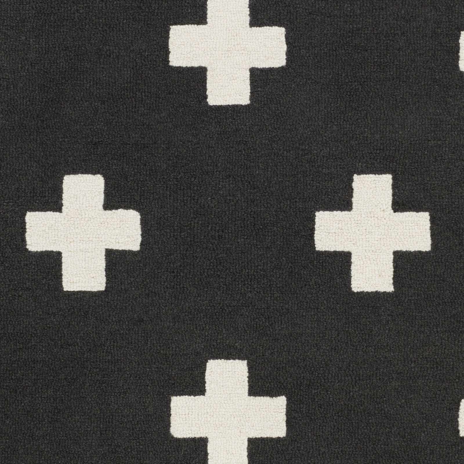 Contemporary Hand tufted Black and White Medium pile Wool Area Rug - Image 5