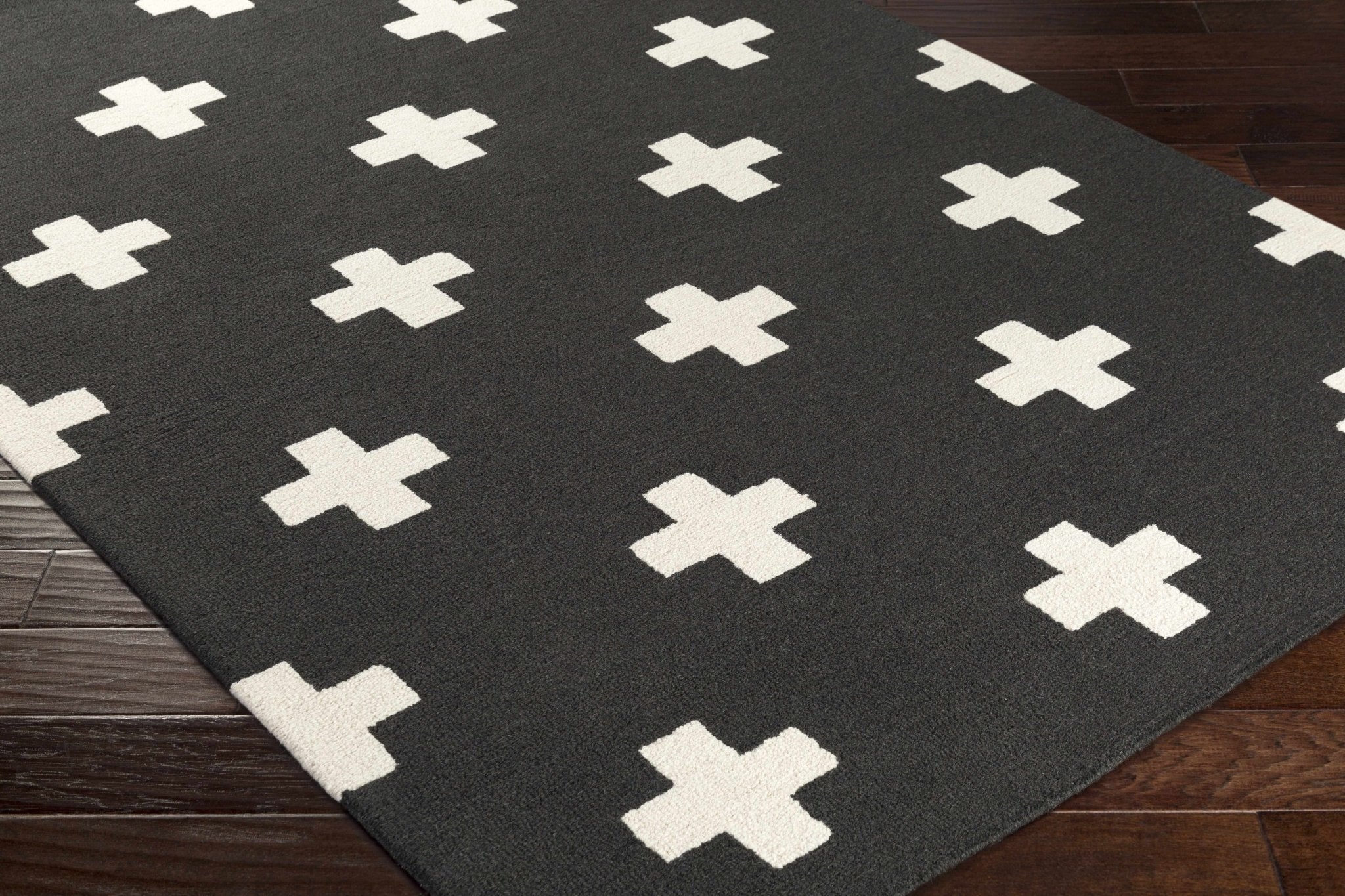 Contemporary Hand tufted Black and White Medium pile Wool Area Rug - Image 6