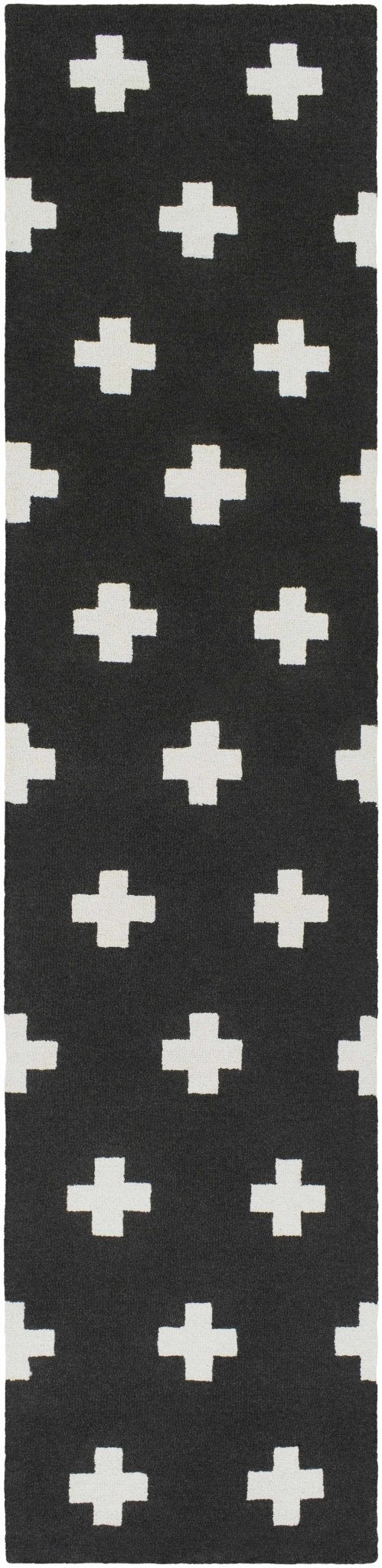 Contemporary Hand tufted Black and White Medium pile Wool Area Rug - Image 7