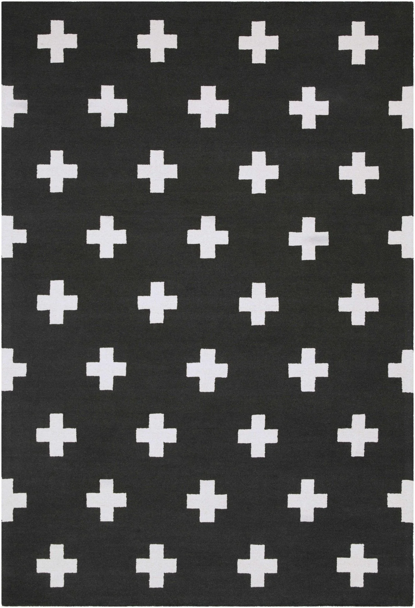 Contemporary Hand tufted Black and White Medium pile Wool Area Rug - Image 8