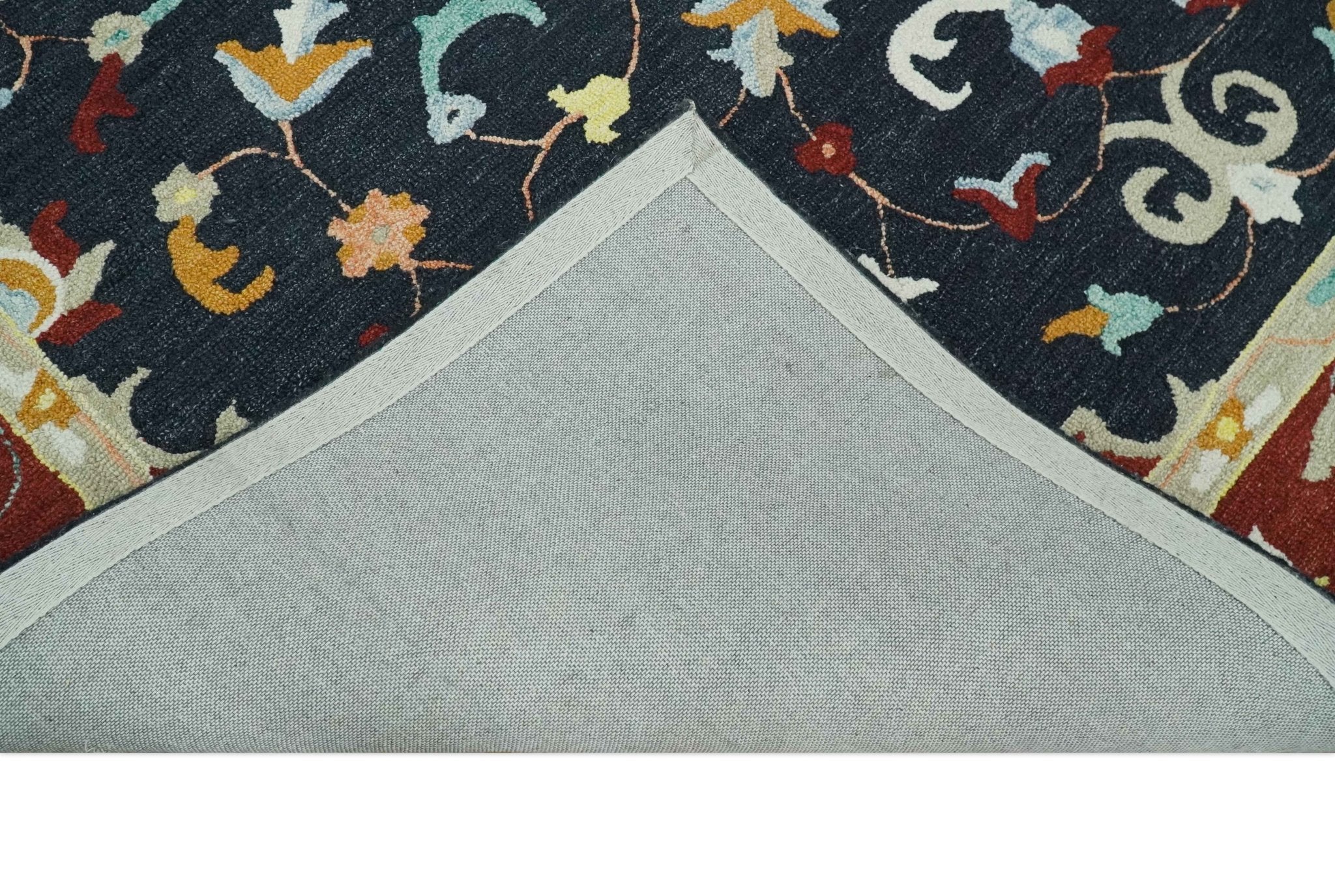 Hand Tufted Black, Rust and Beige Persian Style Antique Oriental Wool Area Rug - Image 7