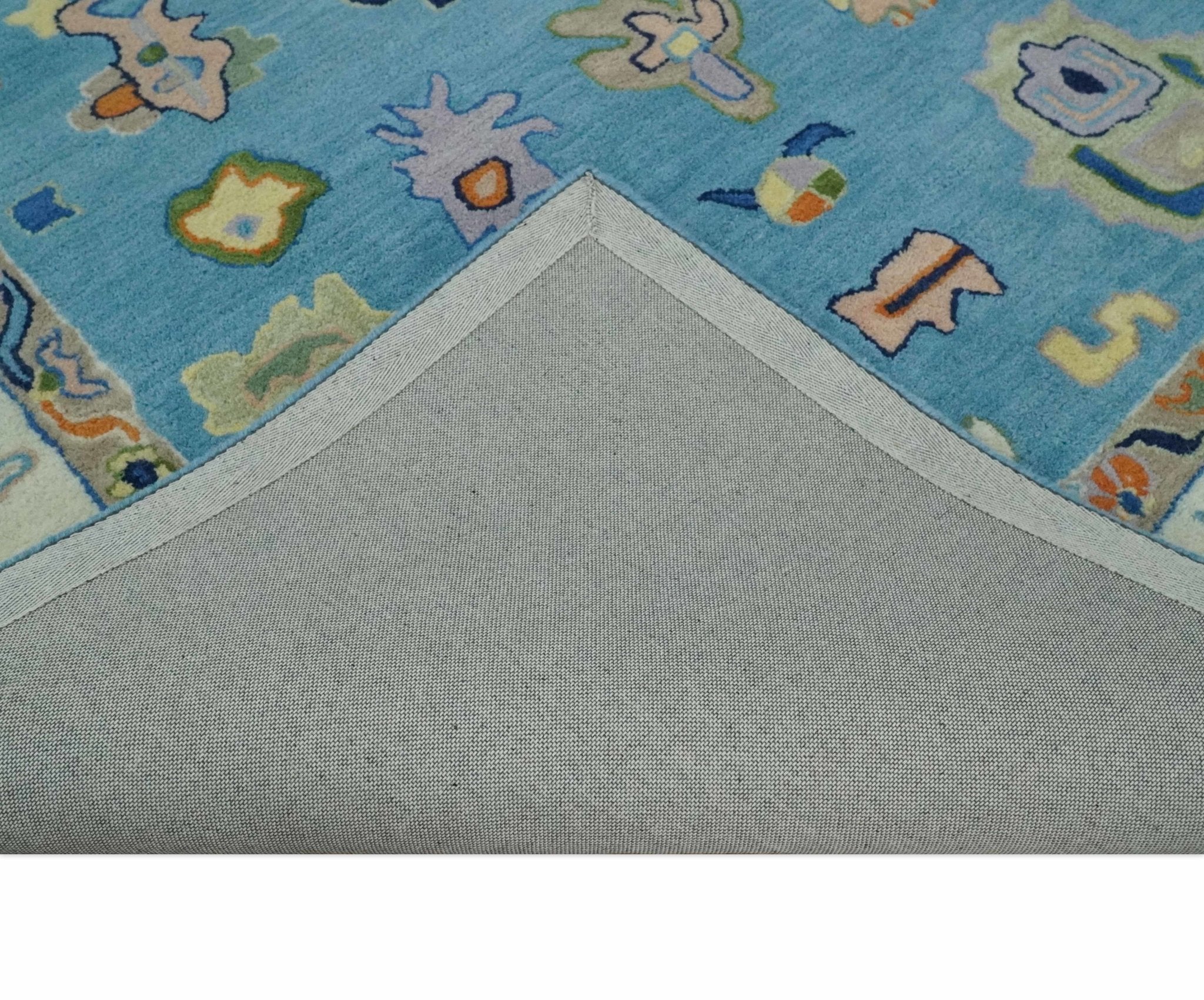 Ready to Ship Hand Tufted Blue and Ivory Modern Colorful Oushak Rug, Kids, Living Room Rug - Image 5