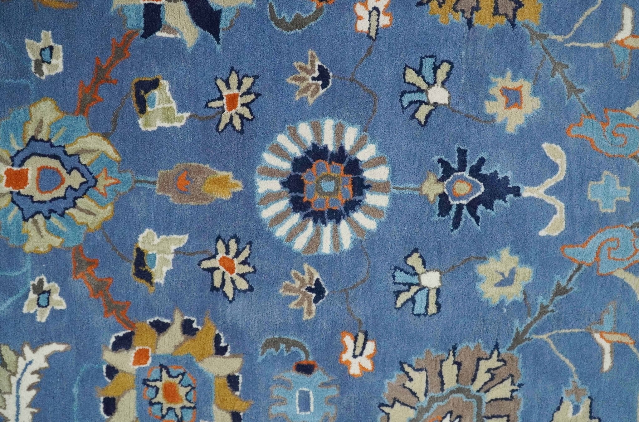 Hand Tufted Blue and Beige Modern Colorful Oushak Multi Size Rug, Kids, Living Room and Bedroom Rug - Image 10